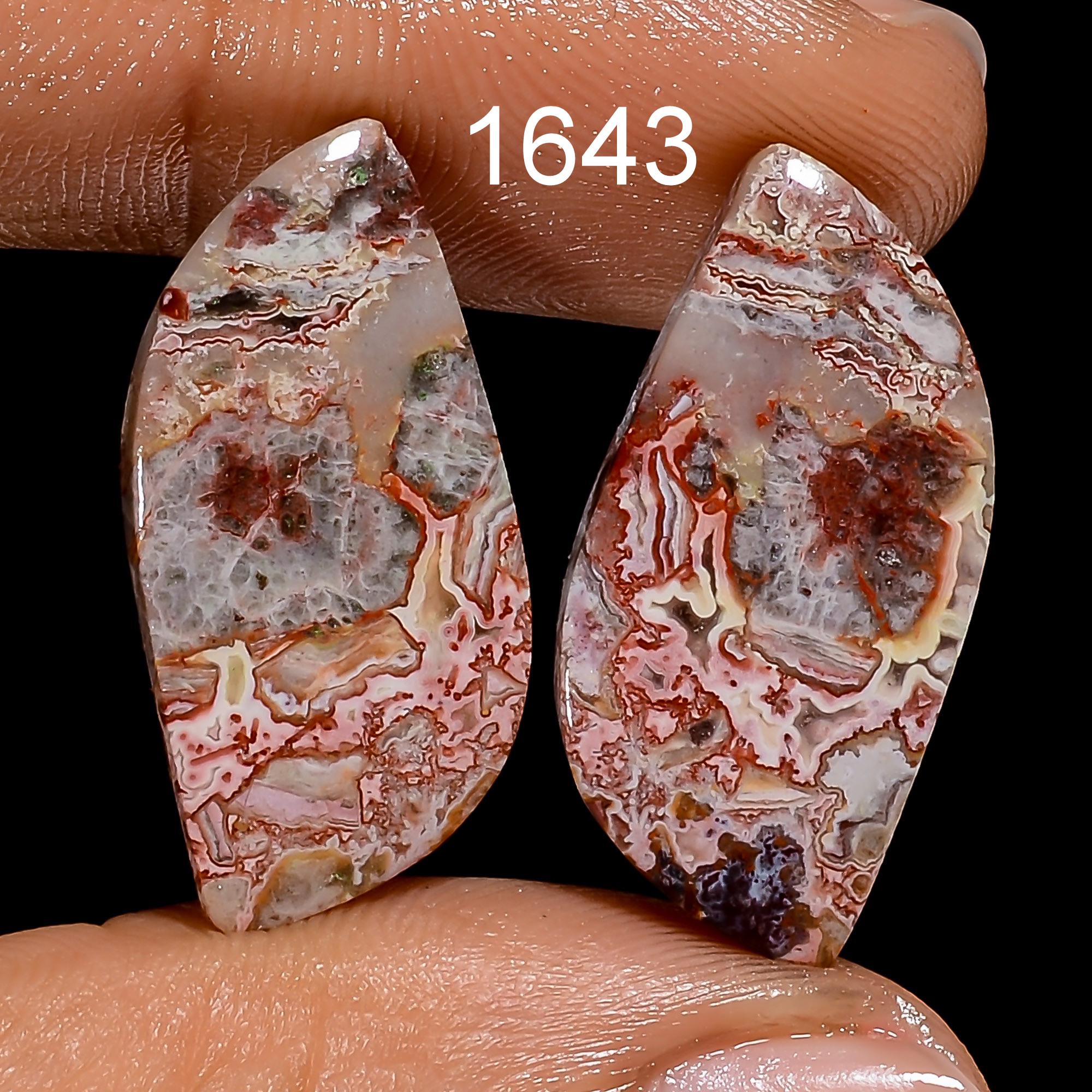 AAA Crazy Lace Agate Pair Cabochons, Matched Gemstone Earring Supplies