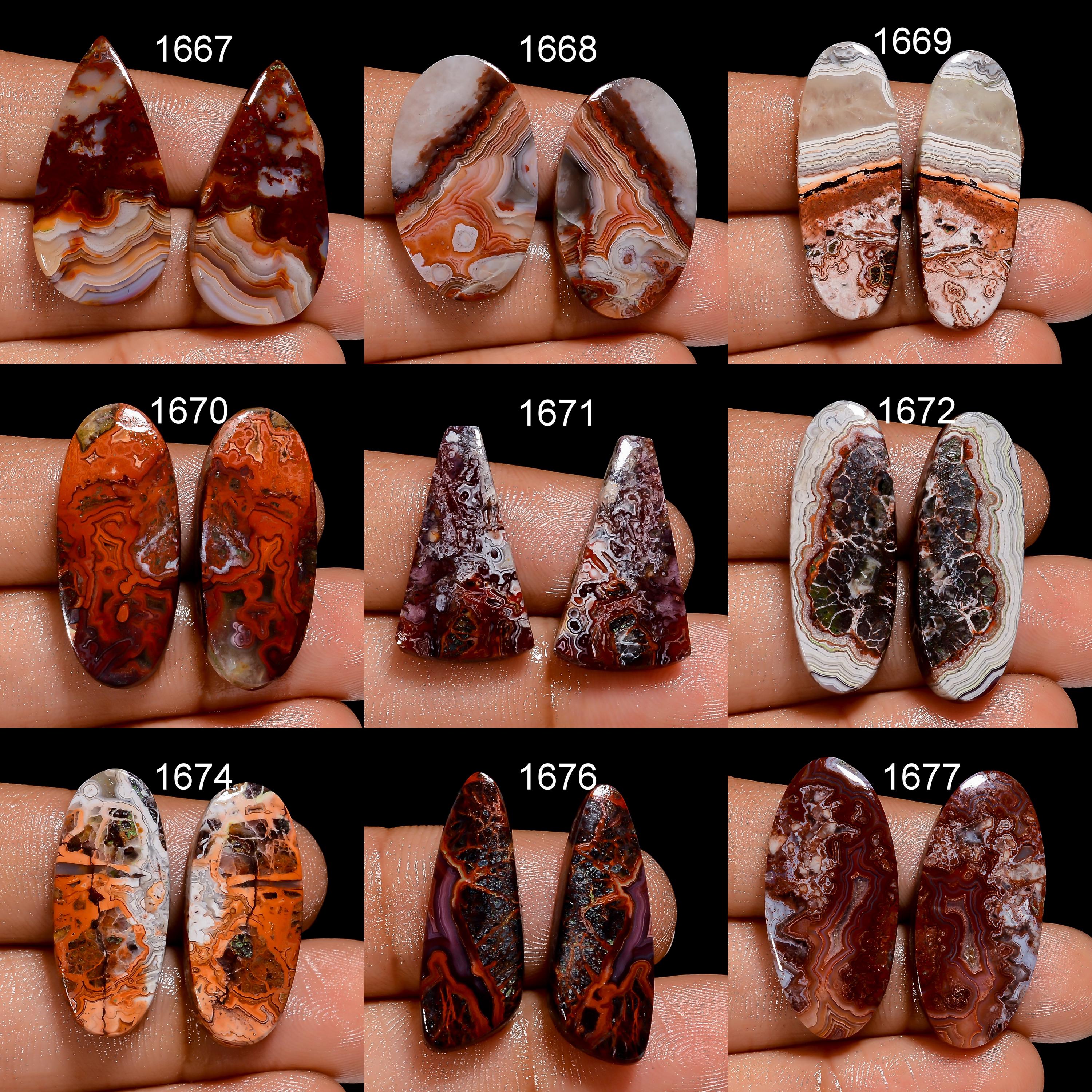 Natural Crazy Lace Agate Pair, AAA Gemstone Cabochons - image 2