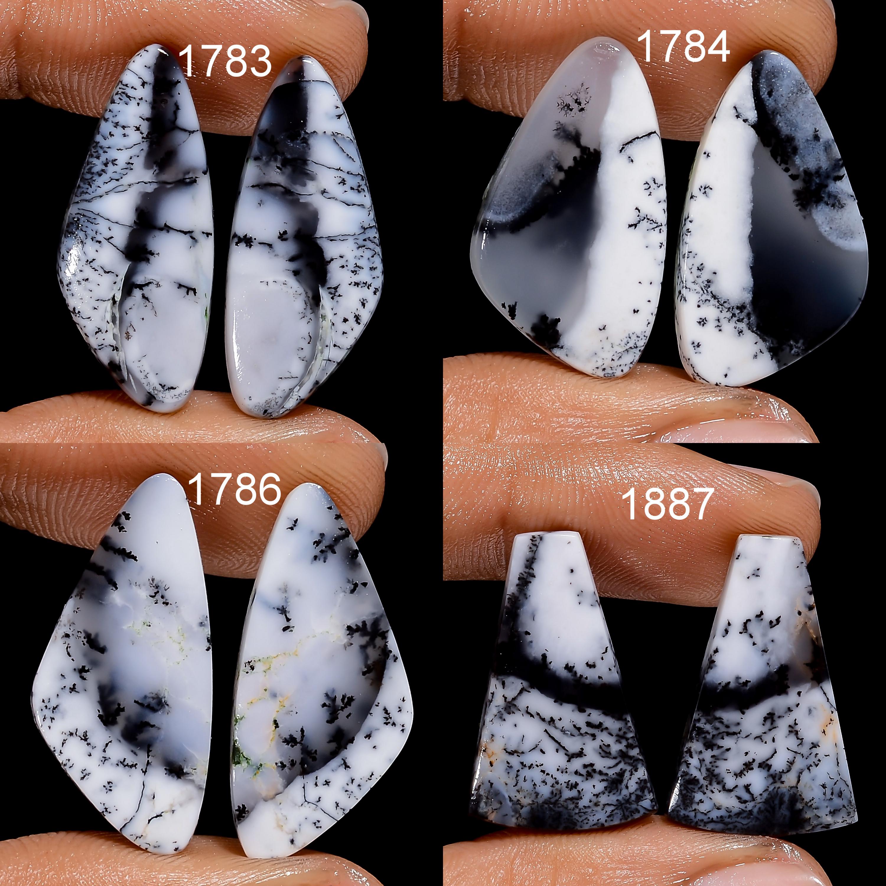 Natural Dendrite Opal Gemstone Matched Pair, Jewelry Making - image 4