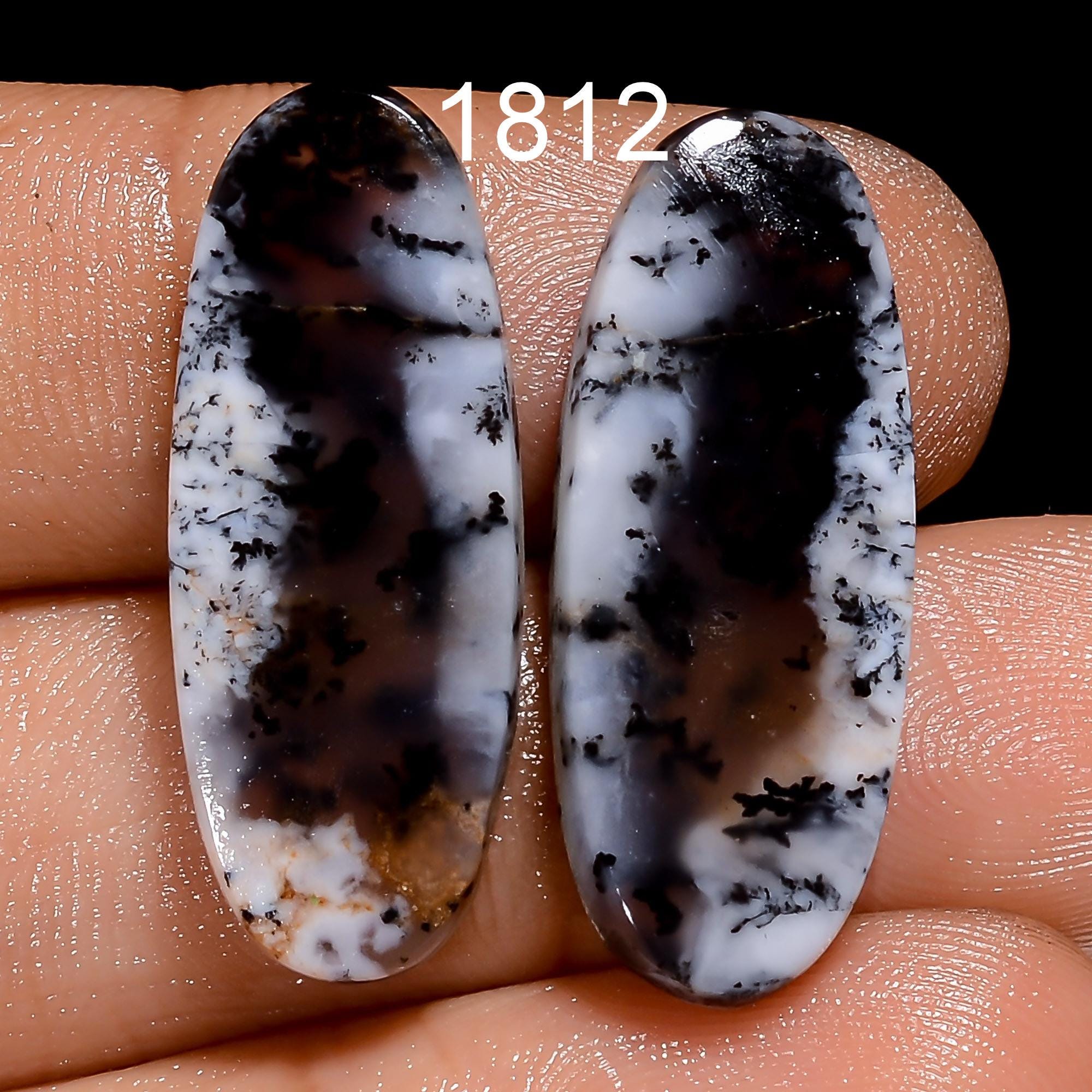 Natural Dendrite Opal Gemstone Matched Pair, Jewelry Making - image 6