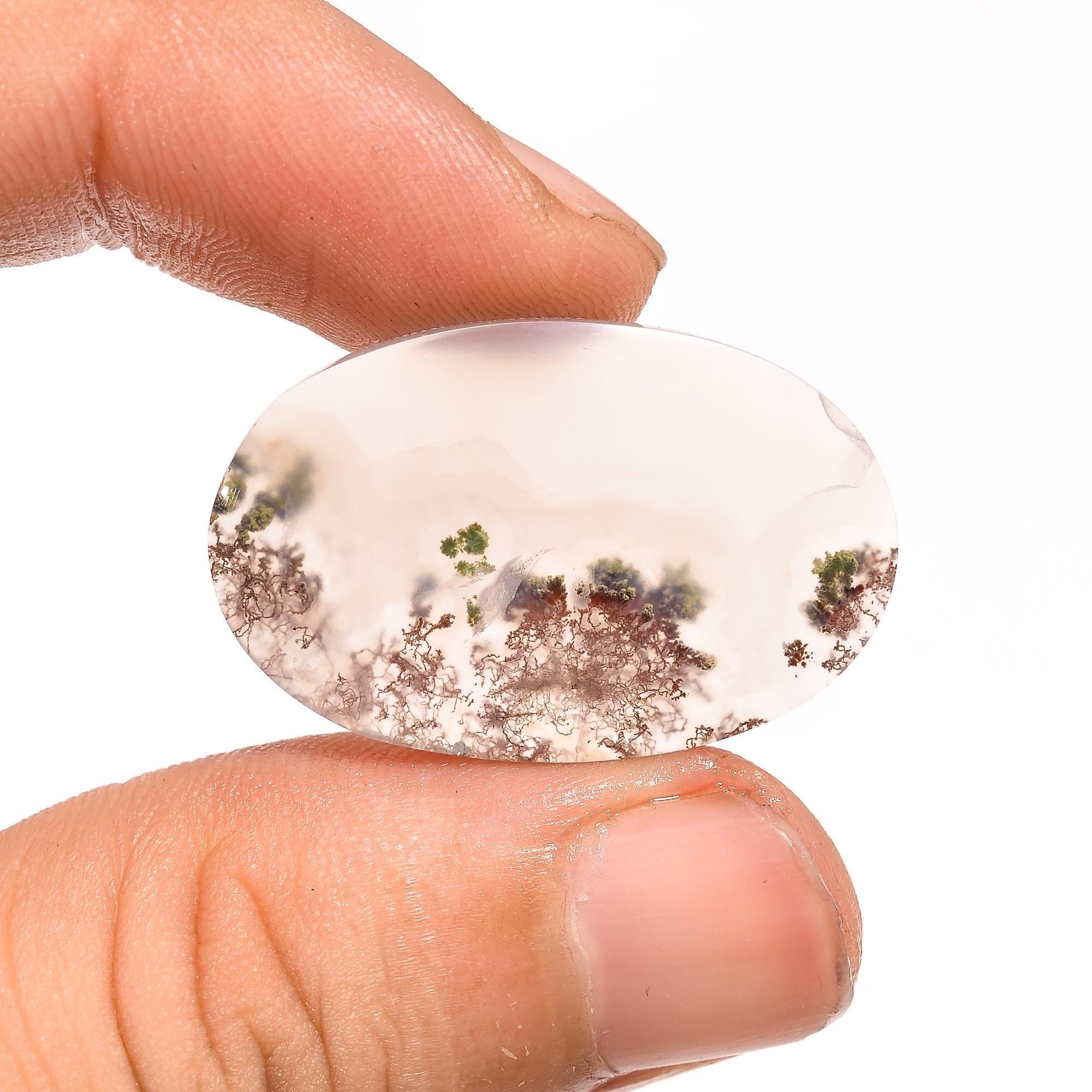 Scenic Indonesian Agate Cabochon, Translucent Gemstone, Jewelry Making - image 4