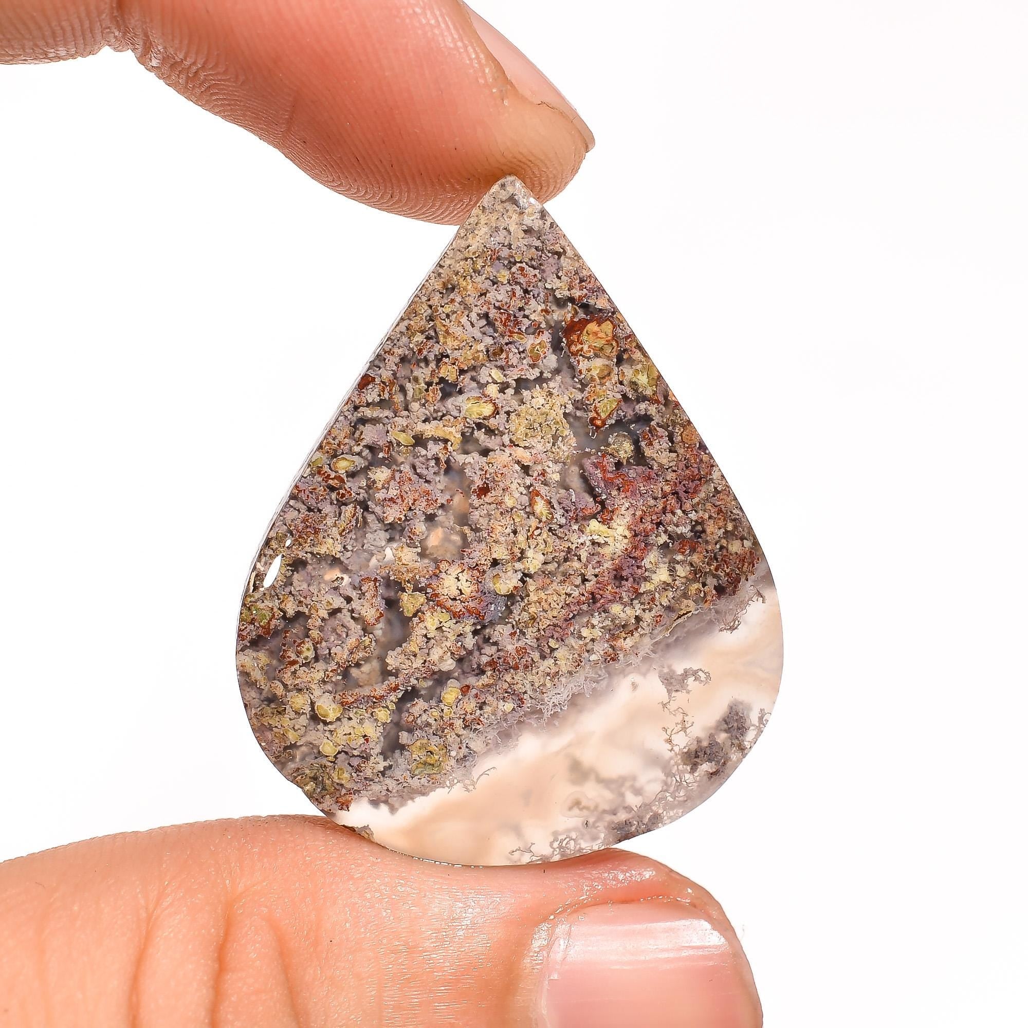 Scenic Indonesian Agate Cabochon, Translucent Gemstone, Jewelry Making - image 2