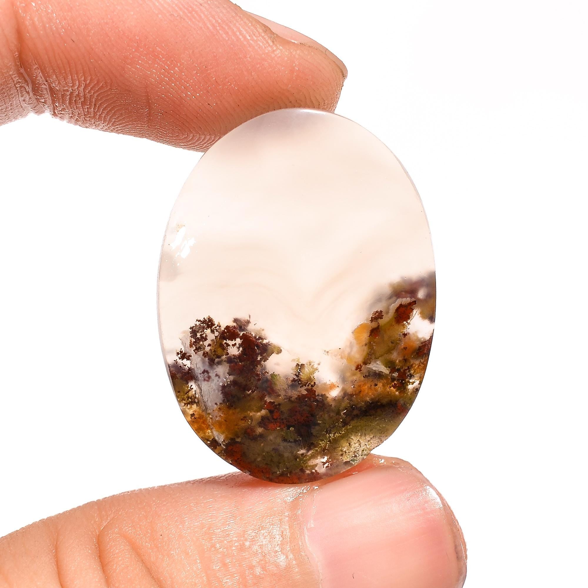 Scenic Indonesian Agate Cabochon, Translucent Gemstone, Jewelry Making - image 3