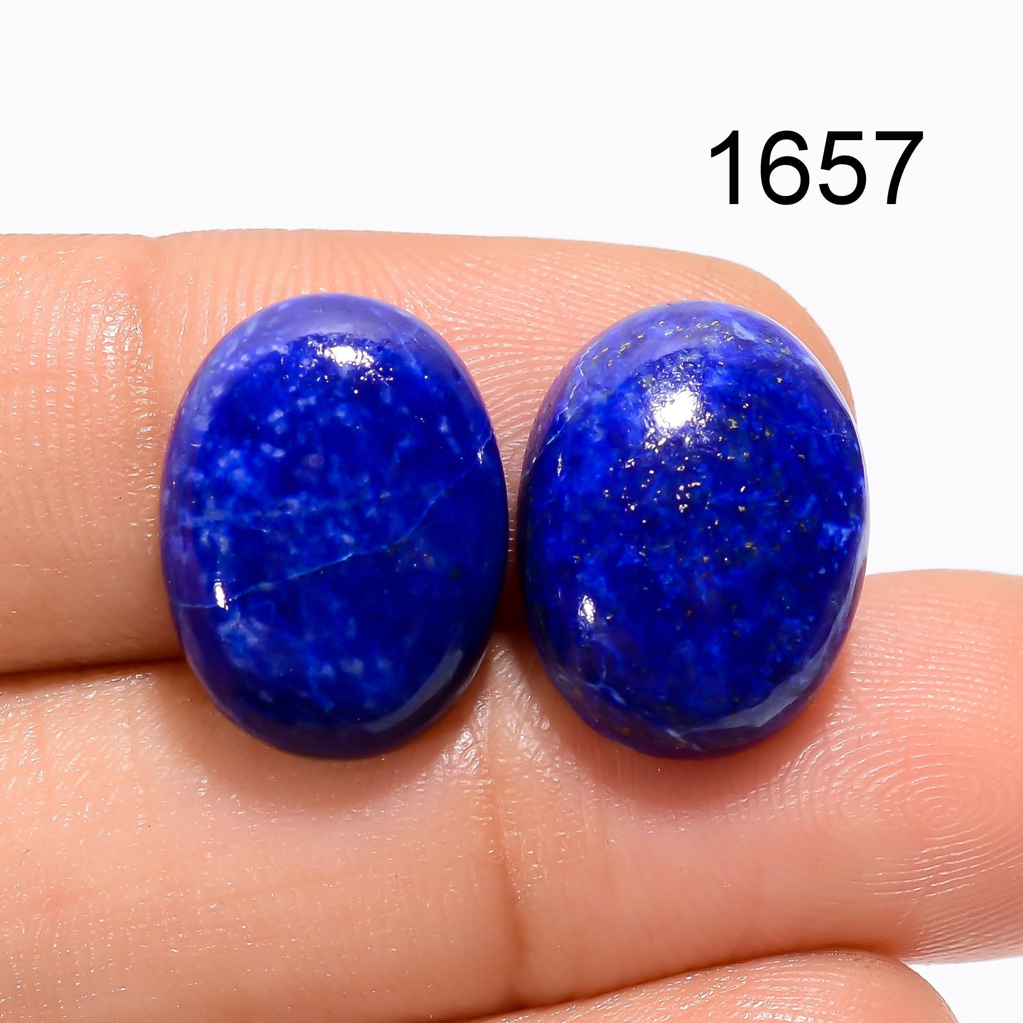 AAA Lapis Lazuli Cabochon Pair, Loose Gemstones, Earring Jewelry Making - image 5