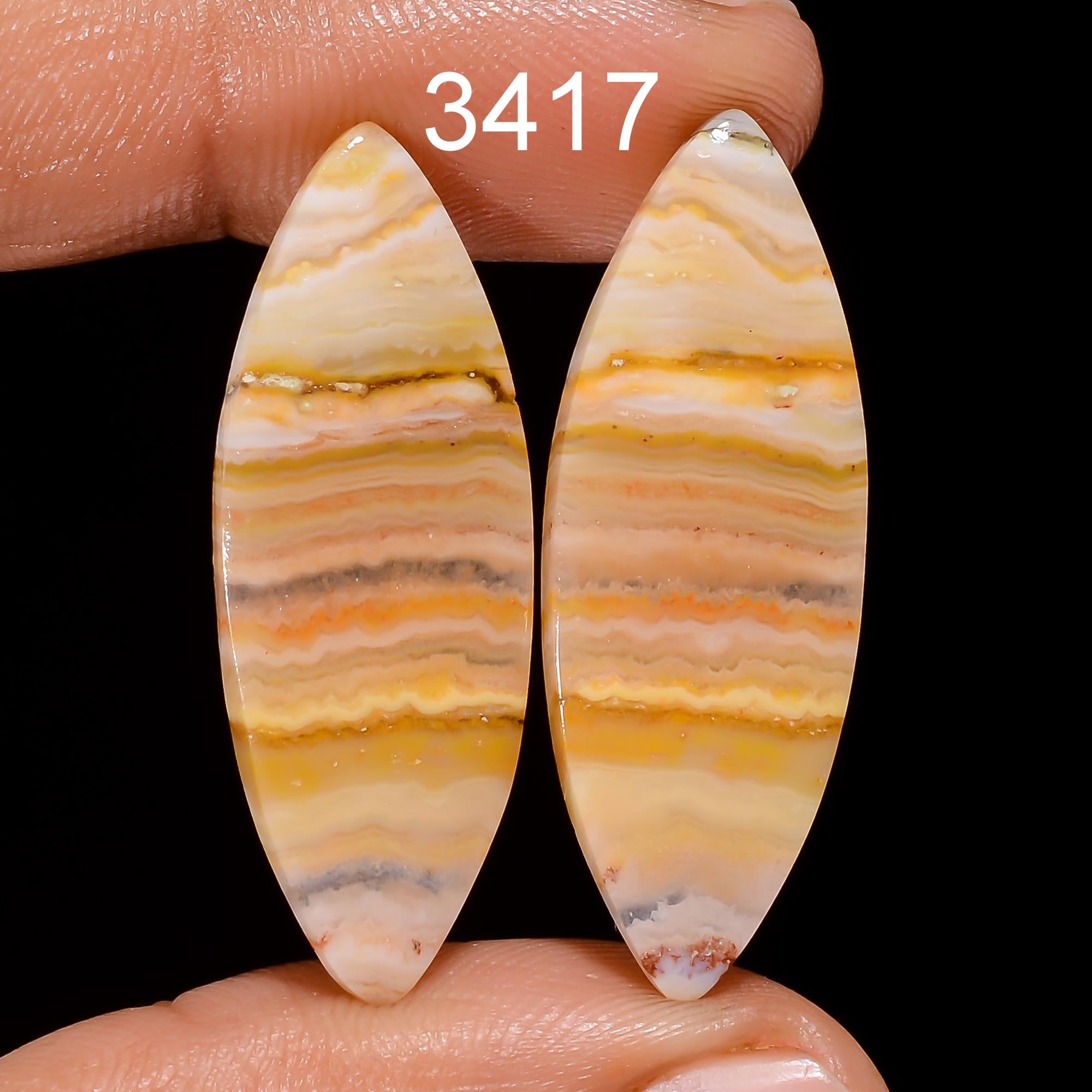 AAA Yellow Lace Agate Cabochon Pair: Matched Gemstone Earring Supplies - image 6