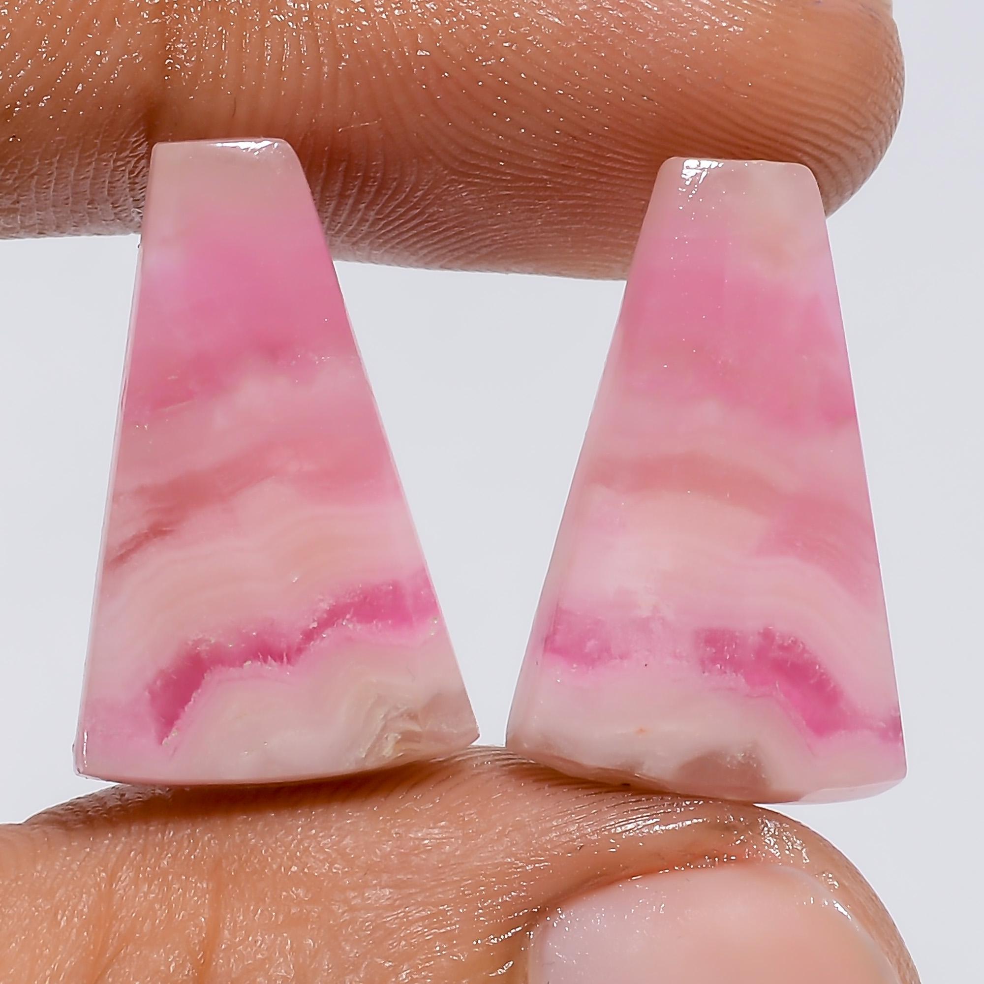 Pink Calcite Gemstone Pair: Mix Shape Matched Stones, Jewelry Making Supply - image 2