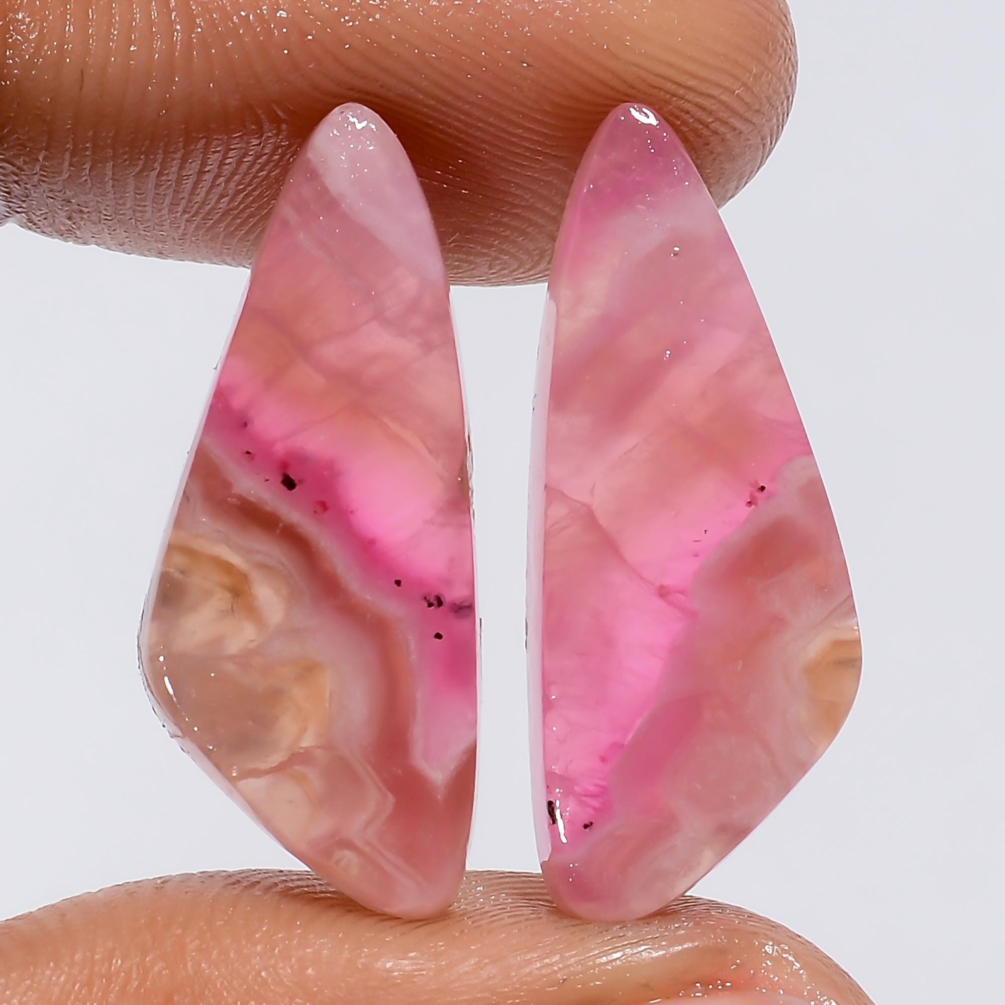 Pink Calcite Gemstone Pair: Mix Shape Matched Stones, Jewelry Making Supply