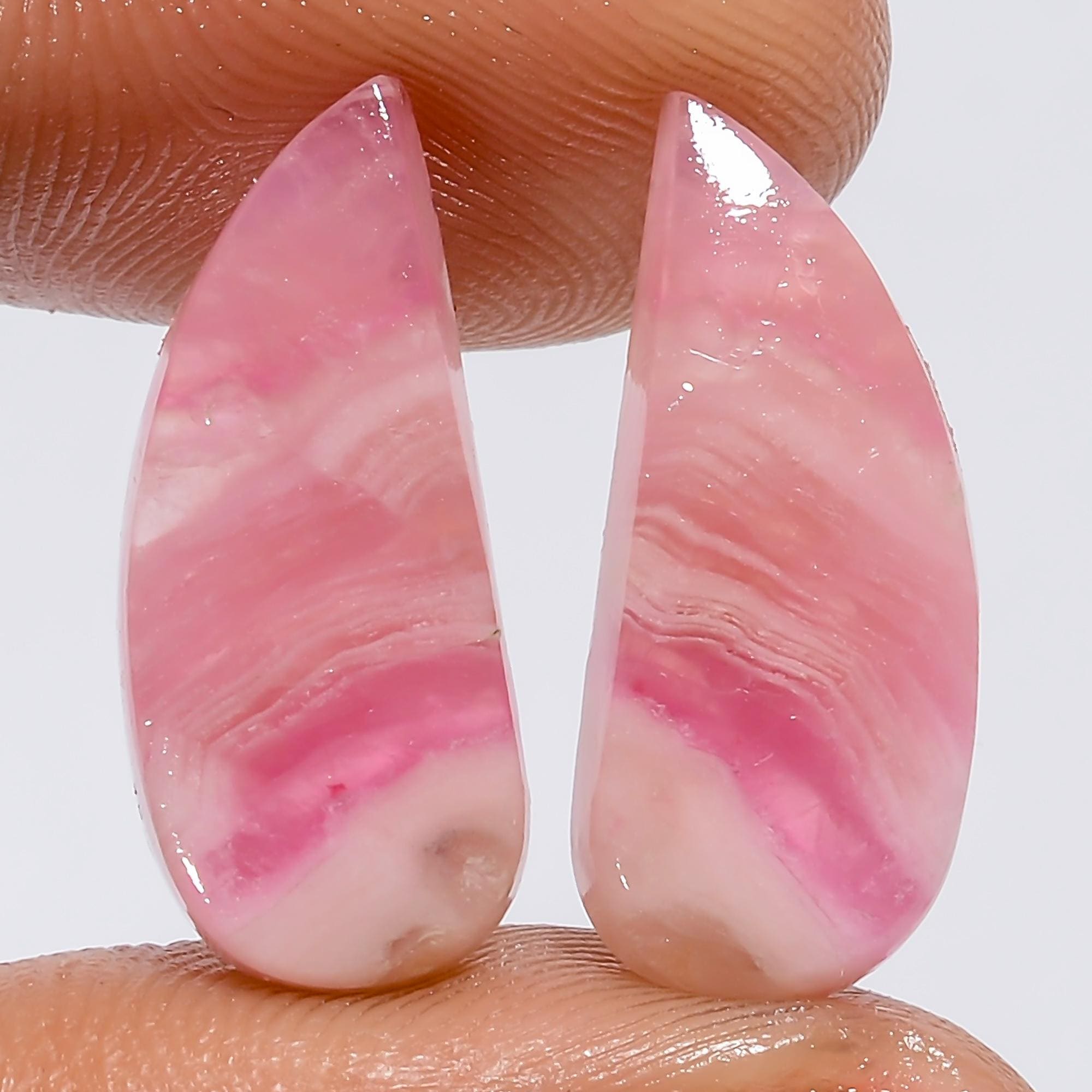 Pink Calcite Gemstone Pair: Mix Shape Matched Stones, Jewelry Making Supply - image 7