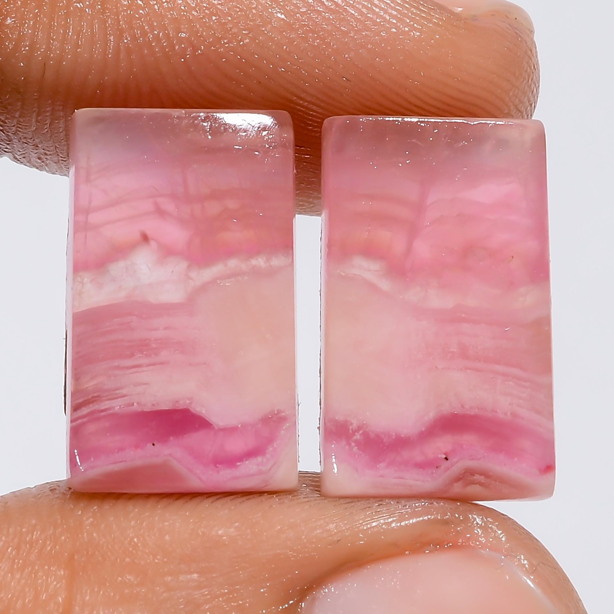 Pink Calcite Gemstone Pair: Mix Shape Matched Stones, Jewelry Making Supply - image 6