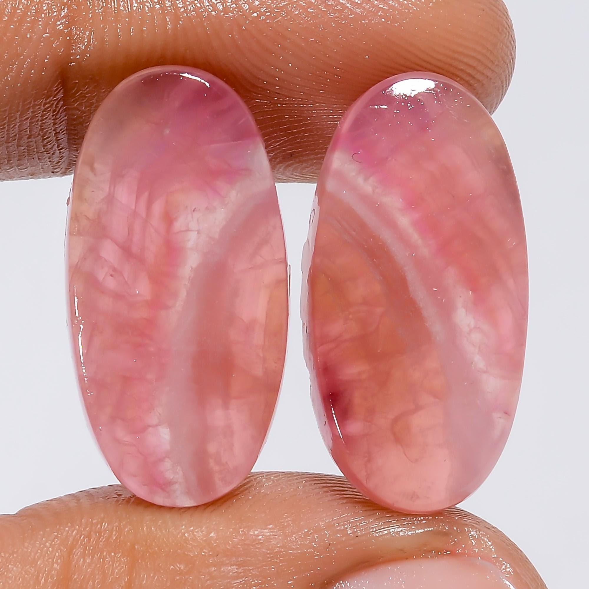Pink Calcite Gemstone Pair: Mix Shape Matched Stones, Jewelry Making Supply - image 9