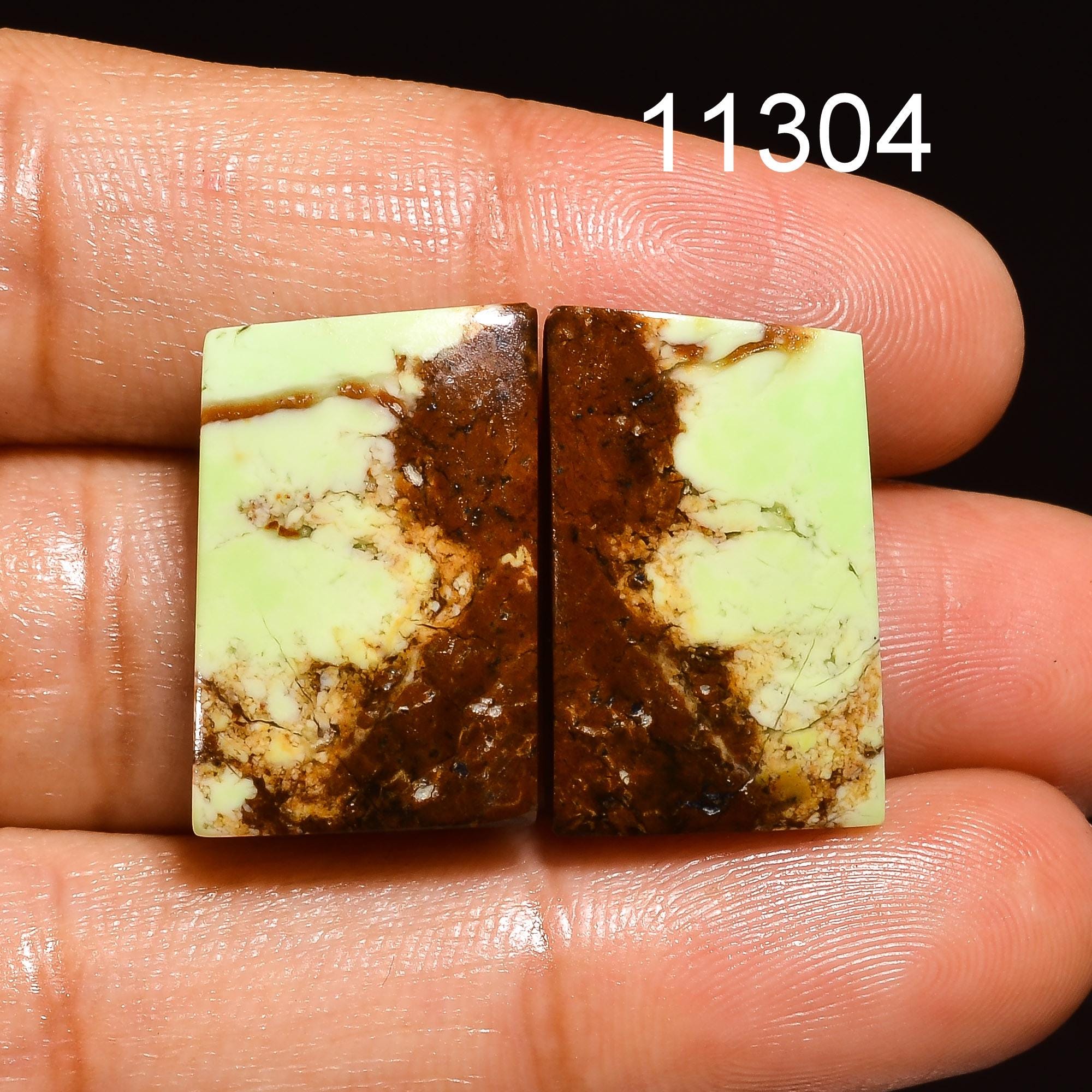 Natural Lemon Chrysoprase Gemstone Cabochon Pair, AAA Quality, Jewelry Making - image 4