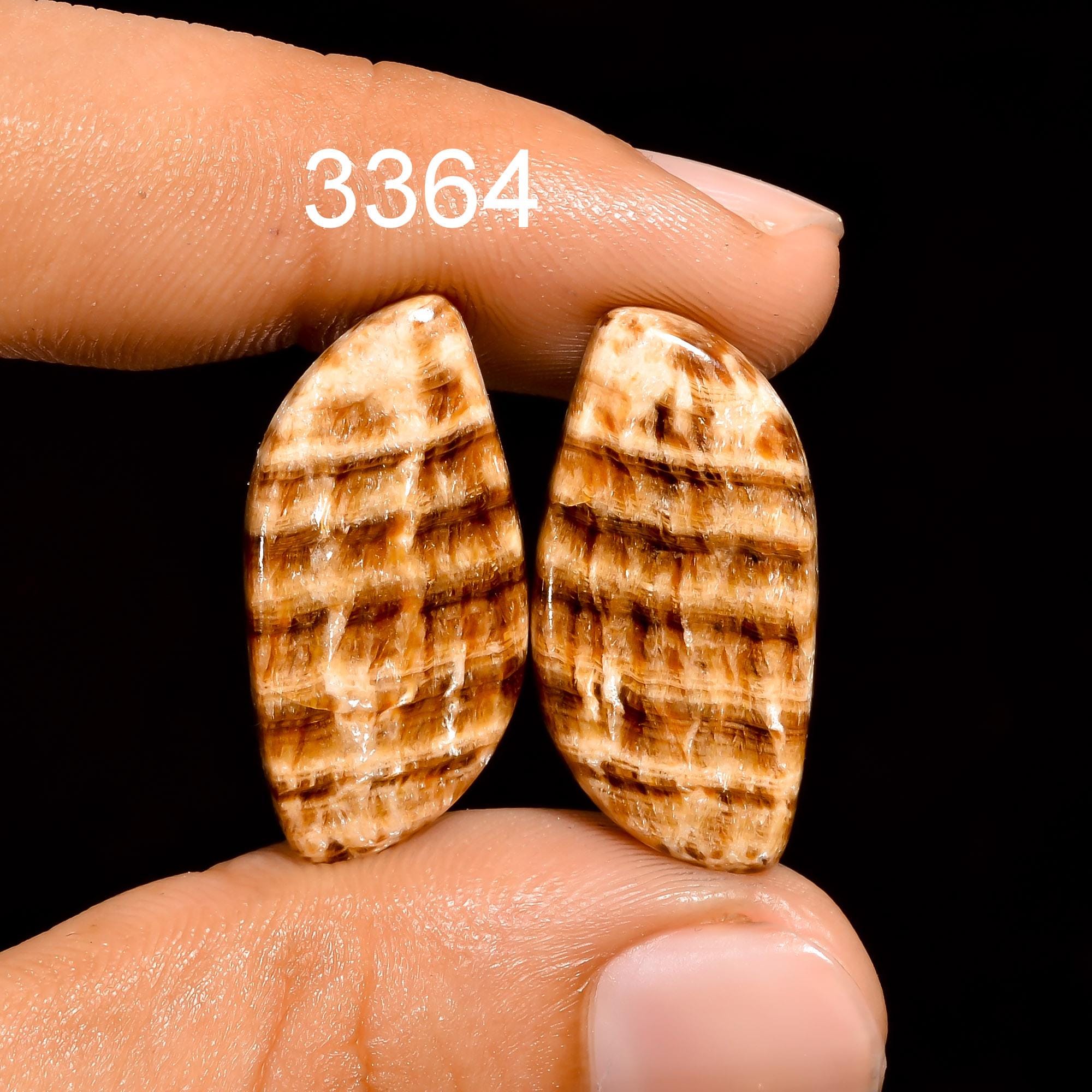 Candy Aragonite Gemstone Cabochon Pair: Matched Earring Jewelry Supply - image 7
