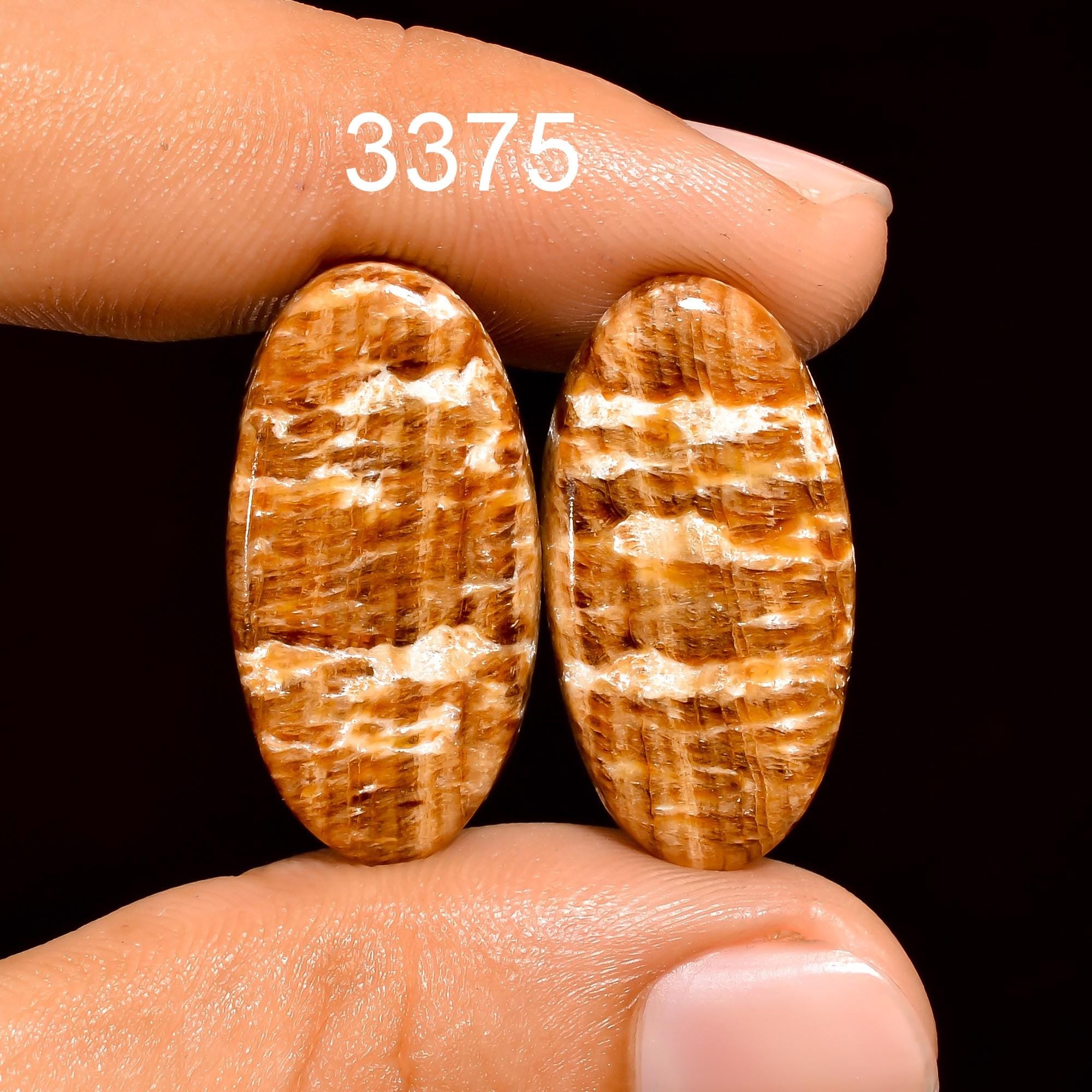 Candy Aragonite Gemstone Cabochon Pair: Matched Earring Jewelry Supply - image 8