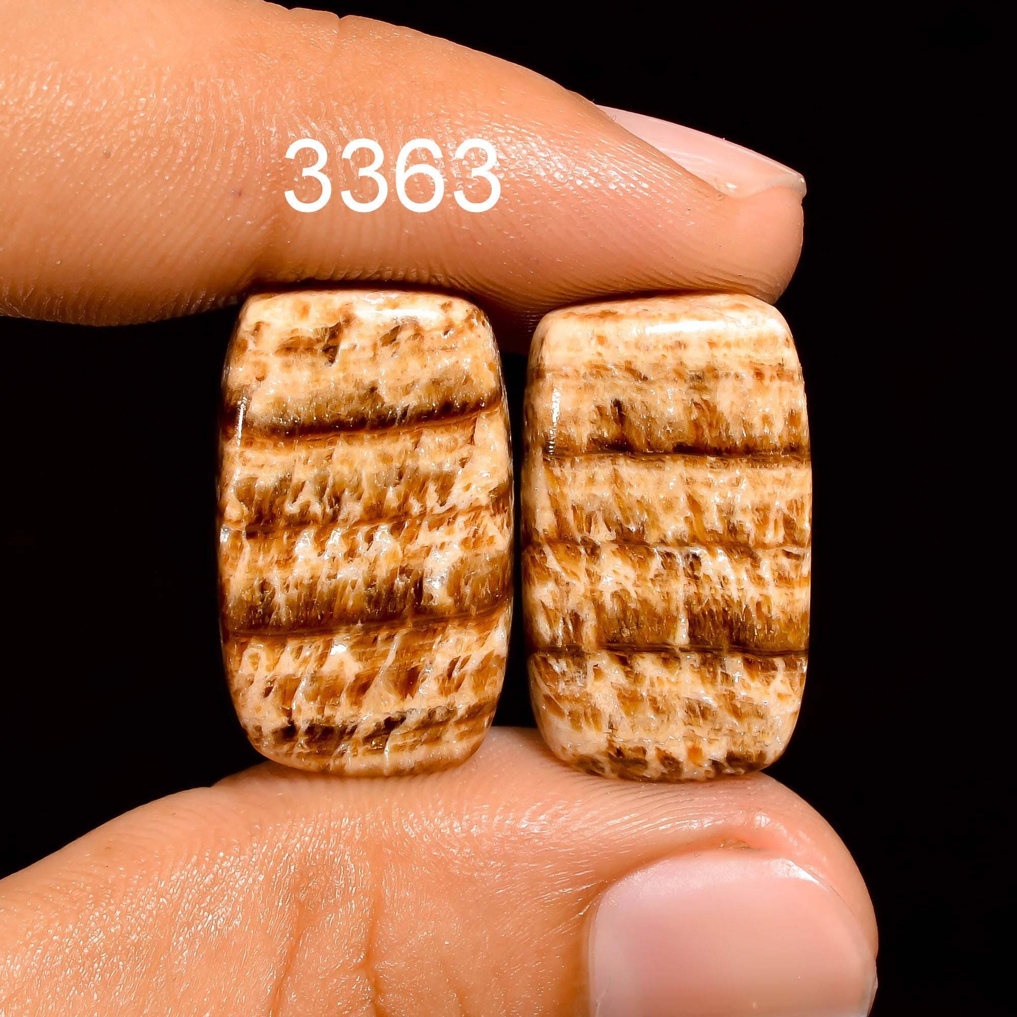 Candy Aragonite Gemstone Cabochon Pair: Matched Earring Jewelry Supply - image 6
