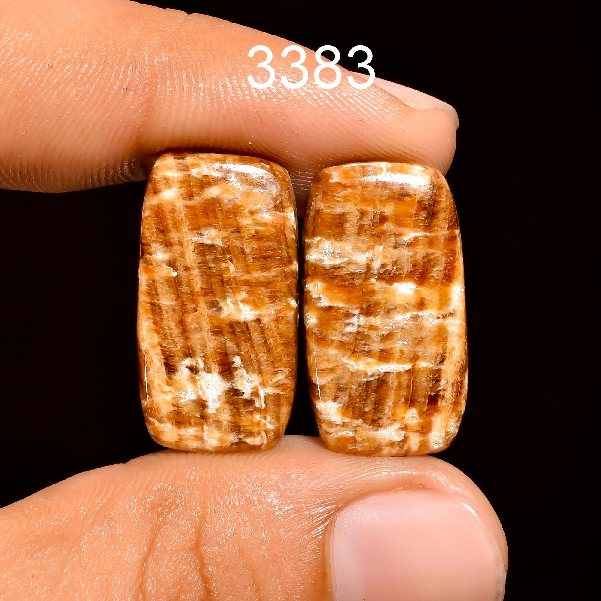 Candy Aragonite Gemstone Cabochon Pair: Matched Earring Jewelry Supply - image 11
