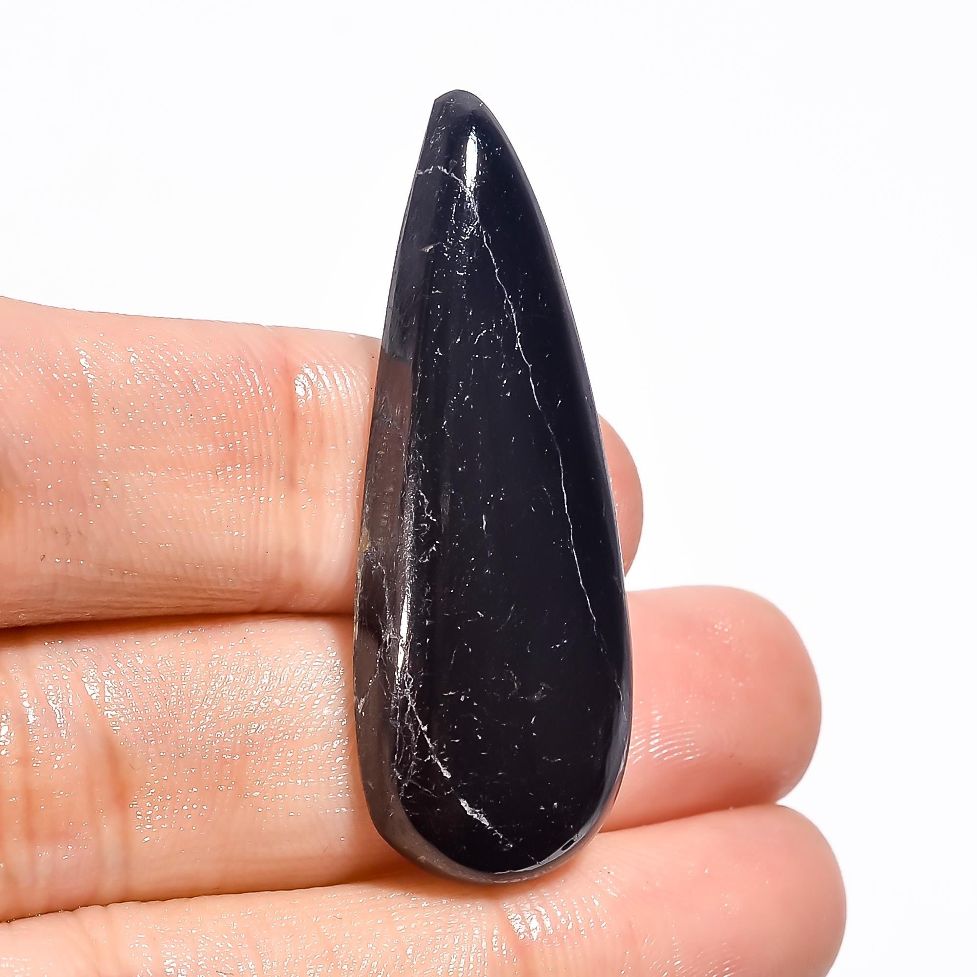 AAA Black Tourmaline Cabochon, Loose Gemstone, Jewelry Making