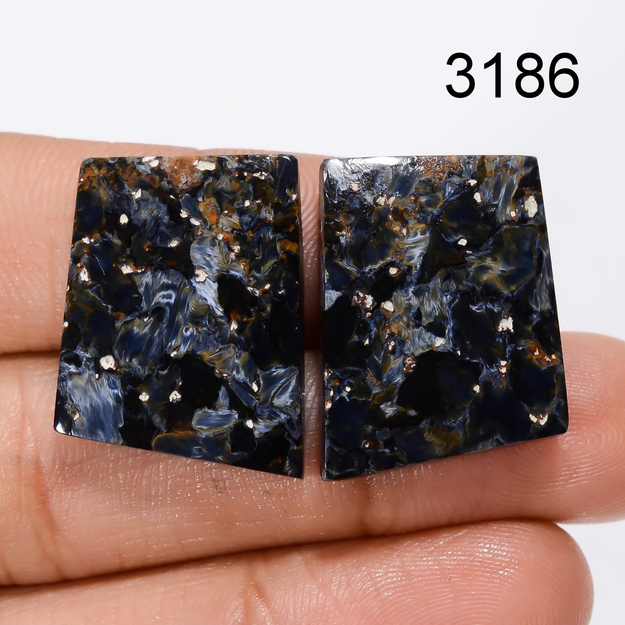 AAA Pietersite Cabochon Pair, Round Namibia Gemstone Earring Making Matched Crystal