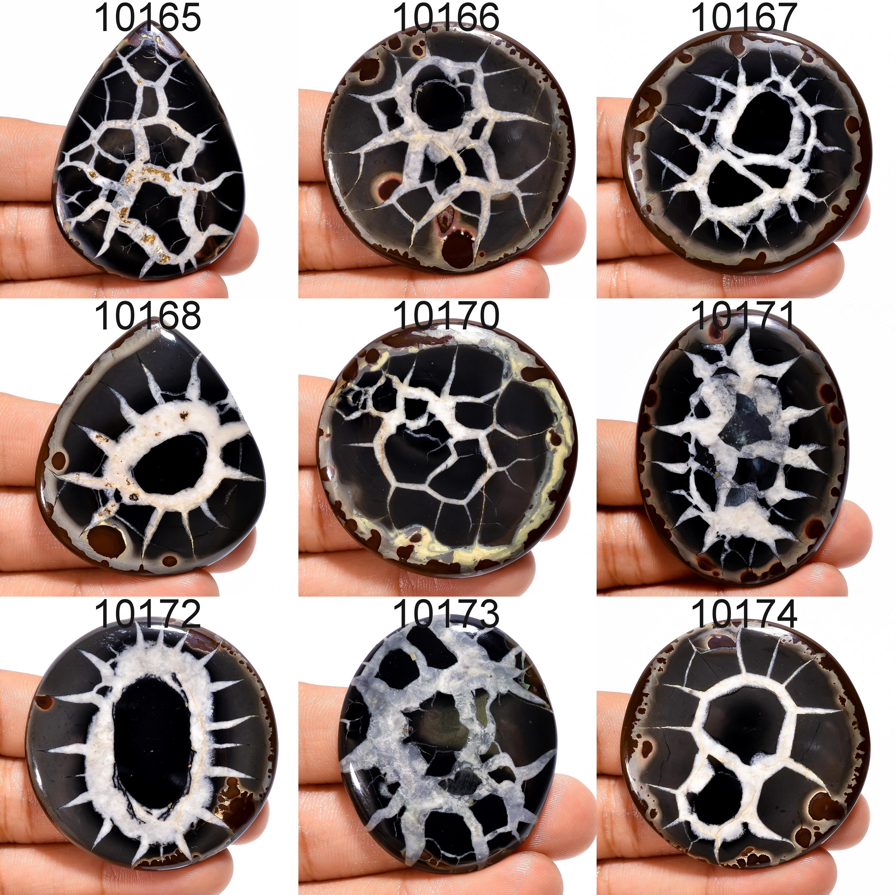 Natural Mud Crack Fossil Cabochon, Black and White Mixed Stone for Jewelry Making - image 2
