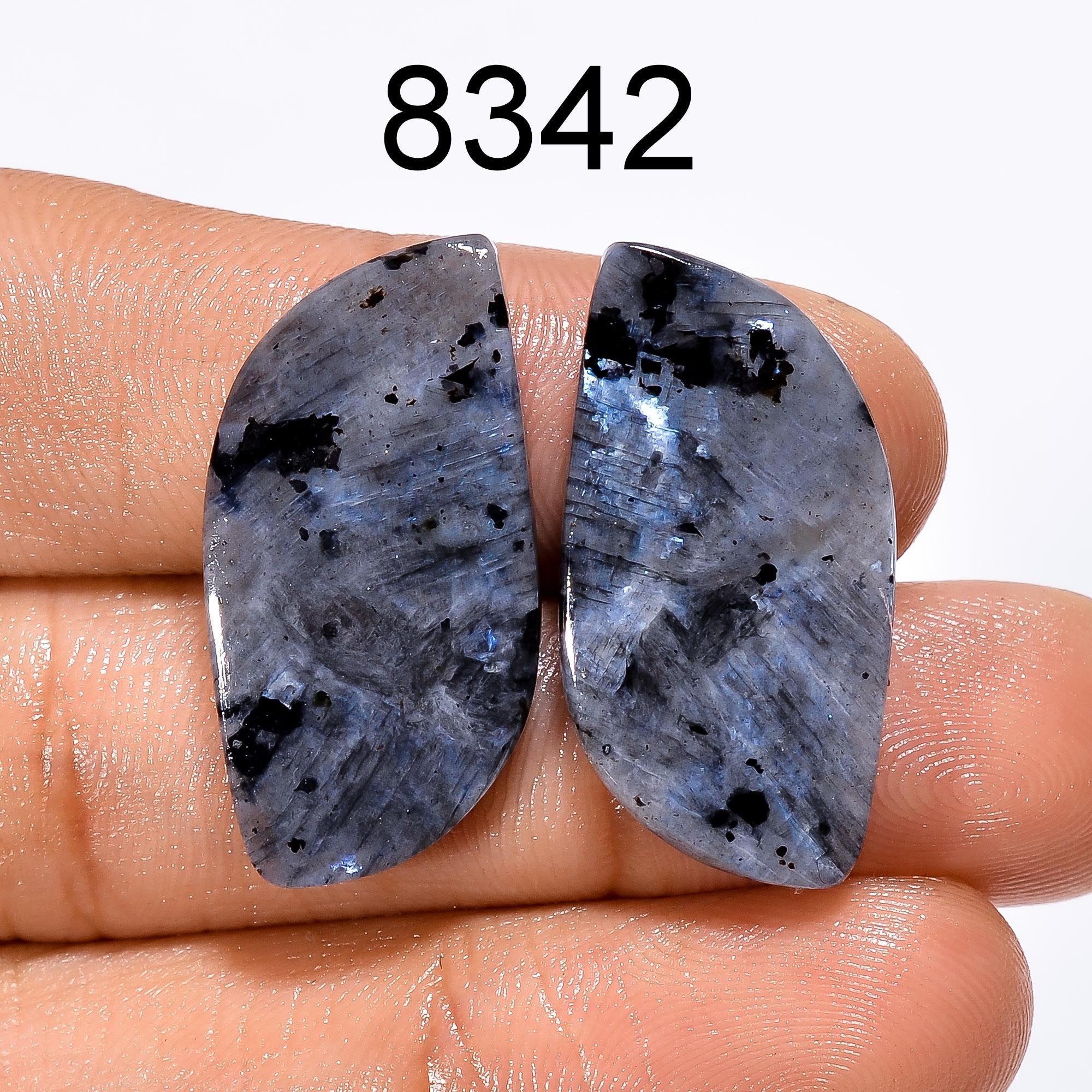 Larvakite Pair Gemstone, Designer Pair Cabochon, Jewelry Making Supply, Healing Crystal Gift For Her. - image 3