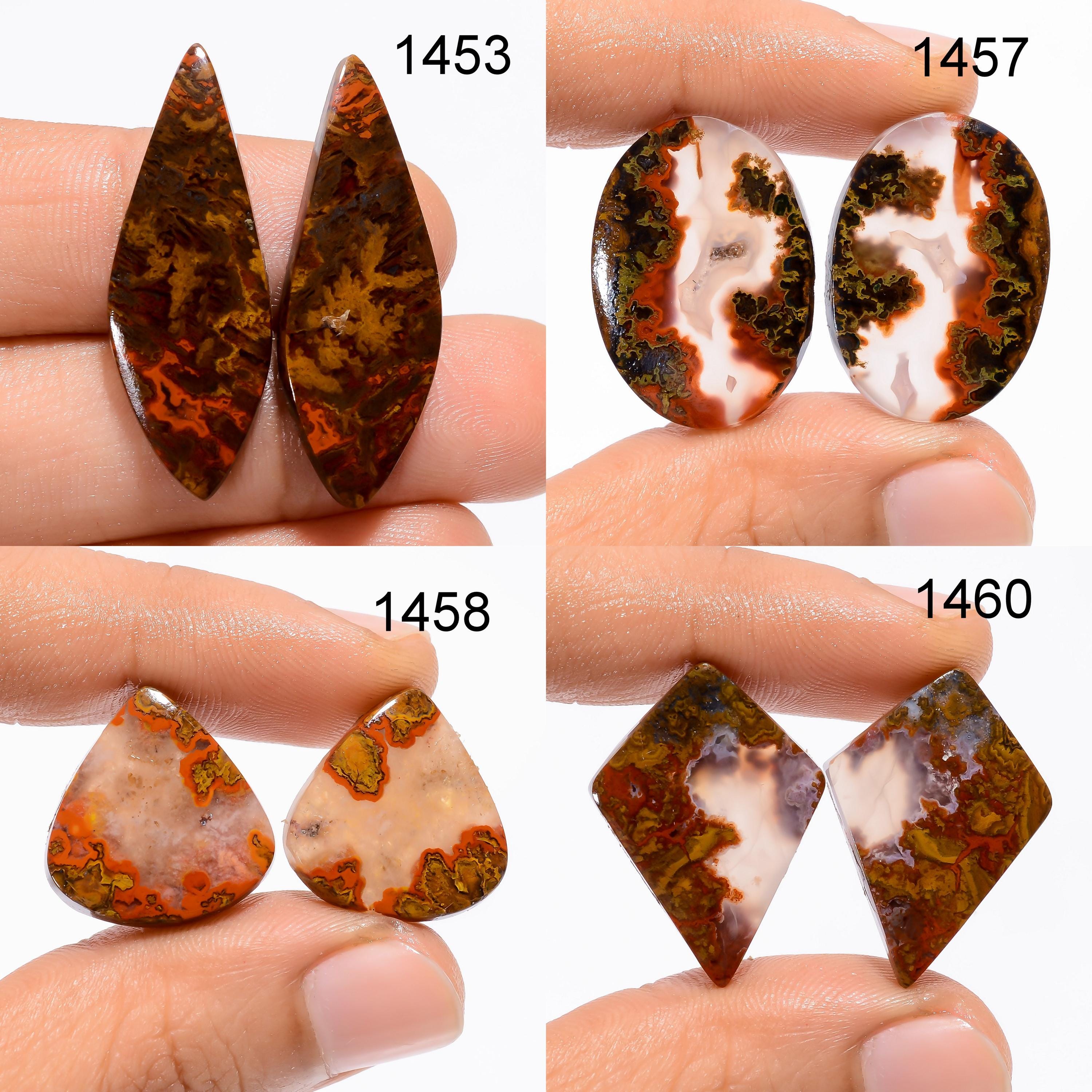 Seam Agate Pair Gemstone Cabochon, Mix Shape Polished Loose Designer Crystal Gemstone, Pendant Necklace Jewelry making s - image 3