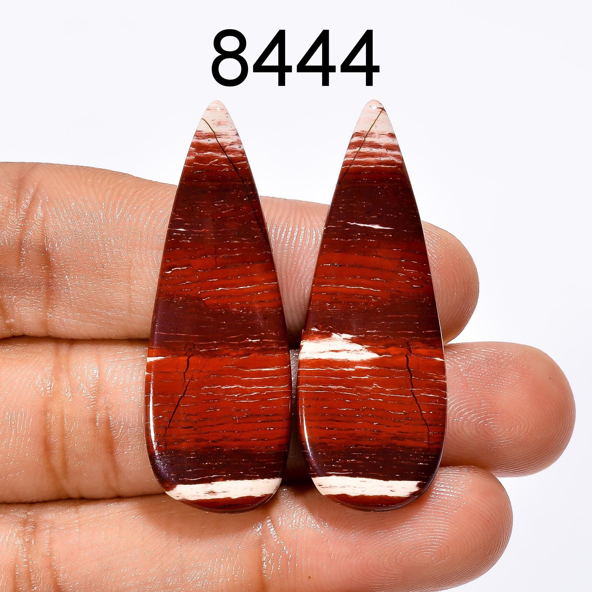 Snakeskin Jasper Cabochon Pair: Natural Gemstone for Jewelry Making (23X13X3 mm, 28.5 Cts - image 7