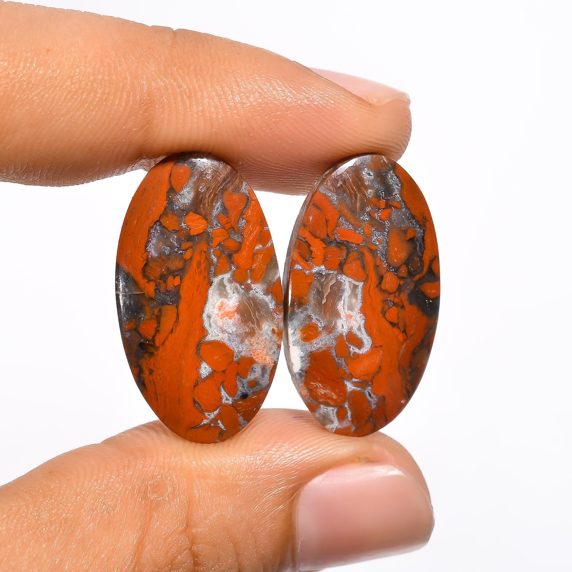 Natural Rainbow Jasper Gemstone Multi Color Jasper Cabochon Matched Earring Jewelry Making - image 2