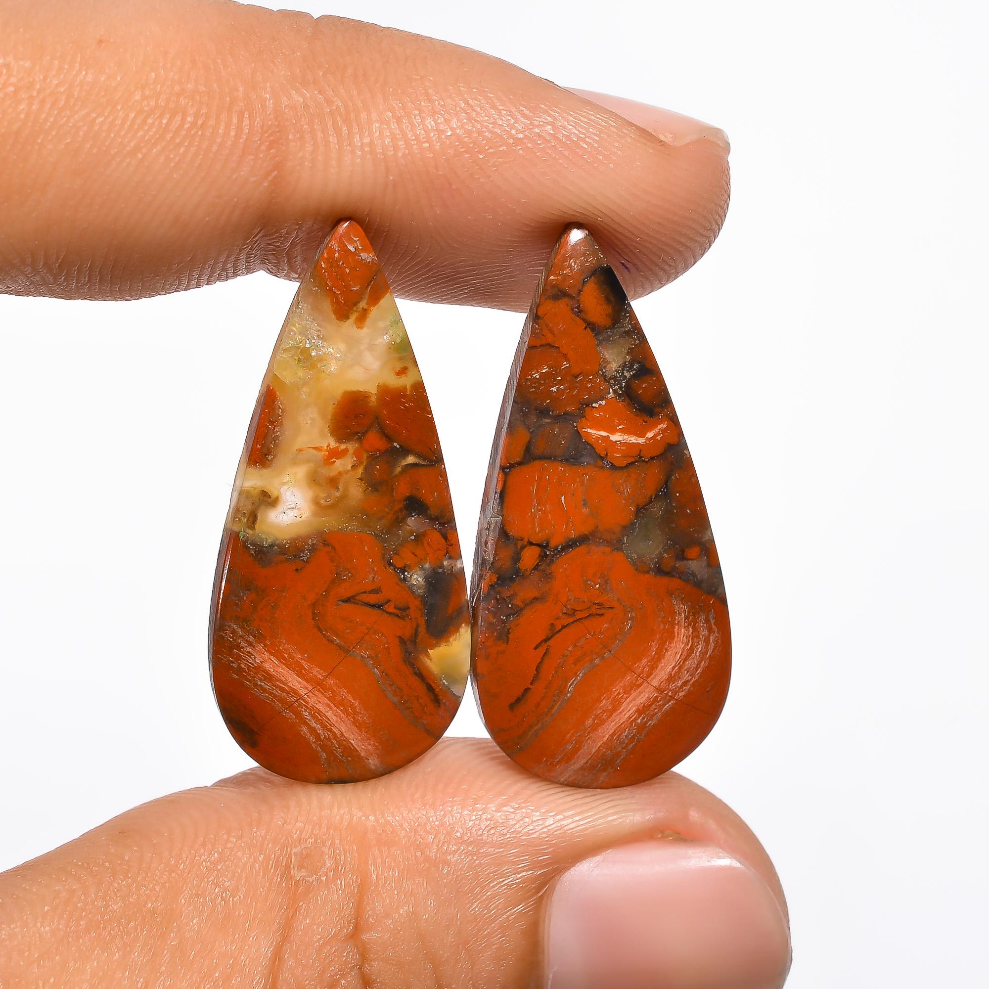Natural Rainbow Jasper Gemstone Multi Color Jasper Cabochon Matched Earring Jewelry Making - image 4
