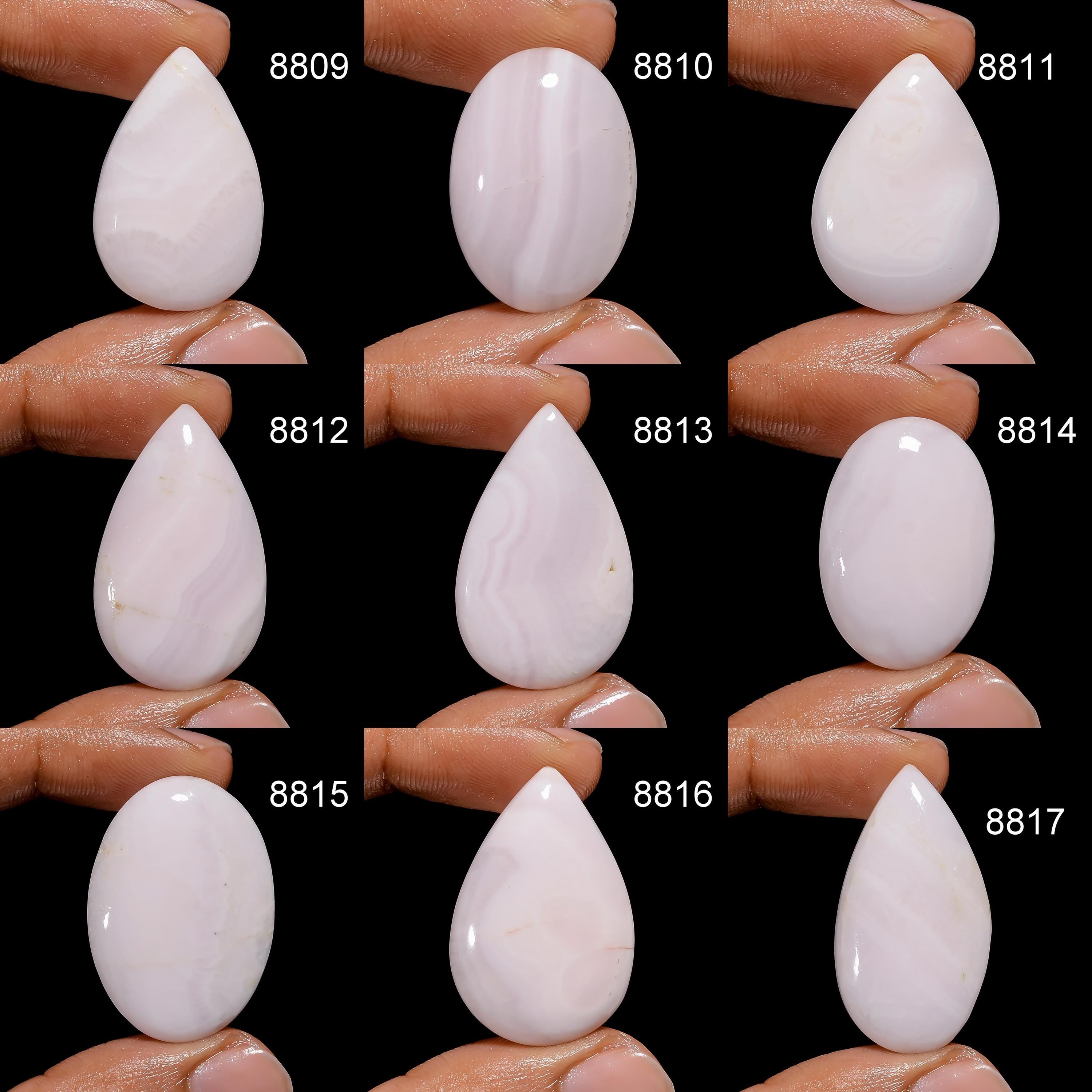 8851-Natural White Agate Cabochon, Teardrop Gemstone - image 7