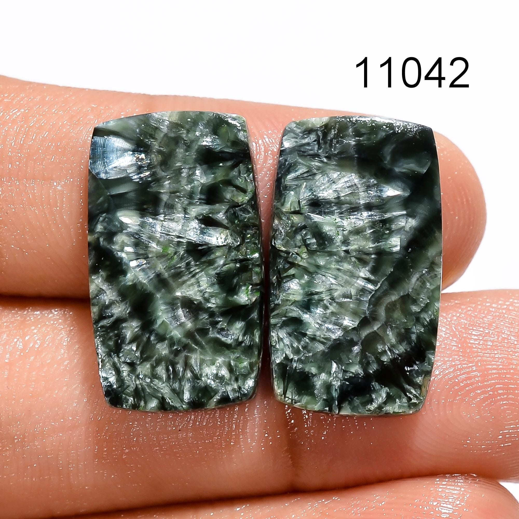 Seraphinite Pair Gemstone, Loose Gemstone Pair For Jewelry Making Supply, Matched Earring Designer Pair, Gift For Her, C - image 4