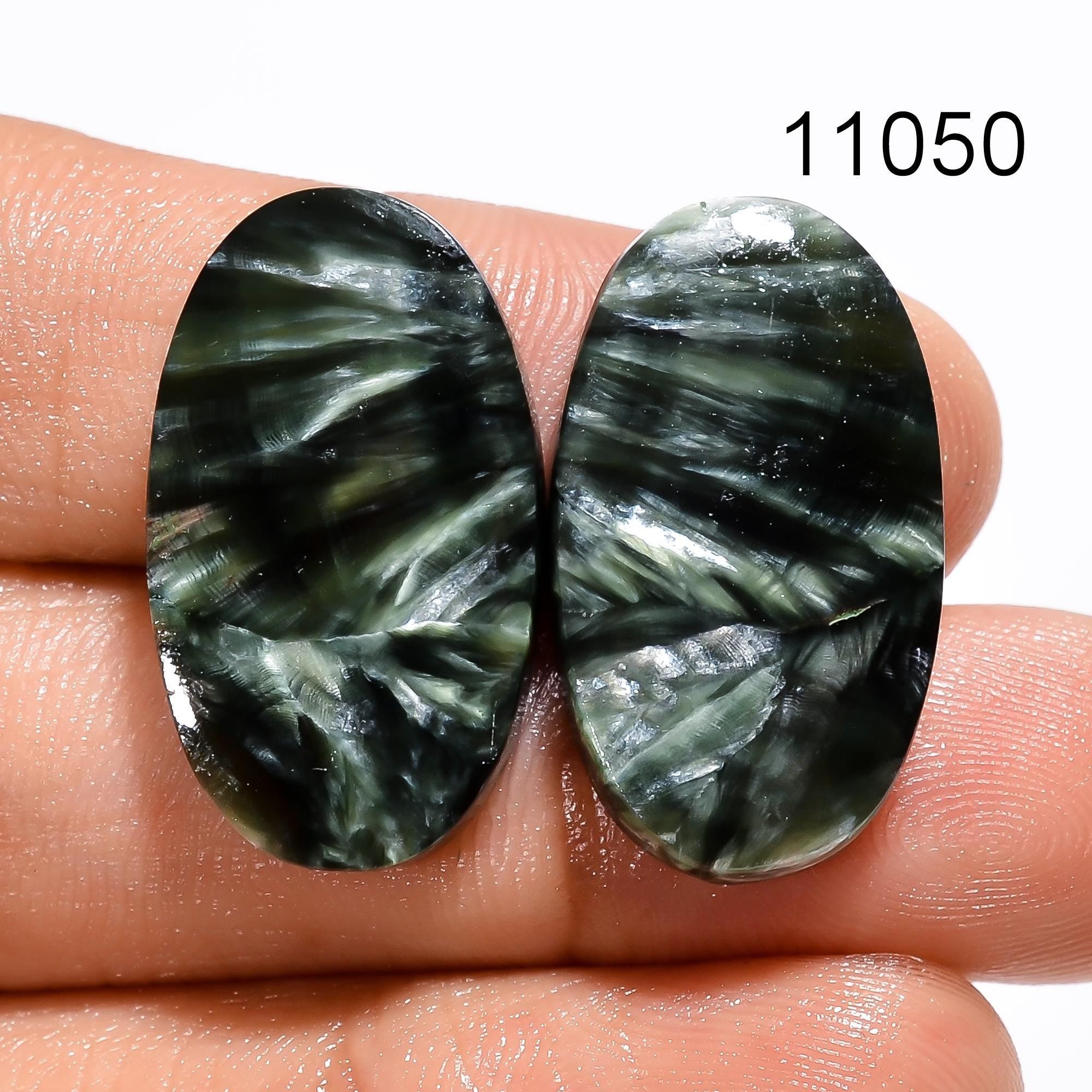 Seraphinite Pair Gemstone, Loose Gemstone Pair For Jewelry Making Supply, Matched Earring Designer Pair, Gift For Her, C - image 5