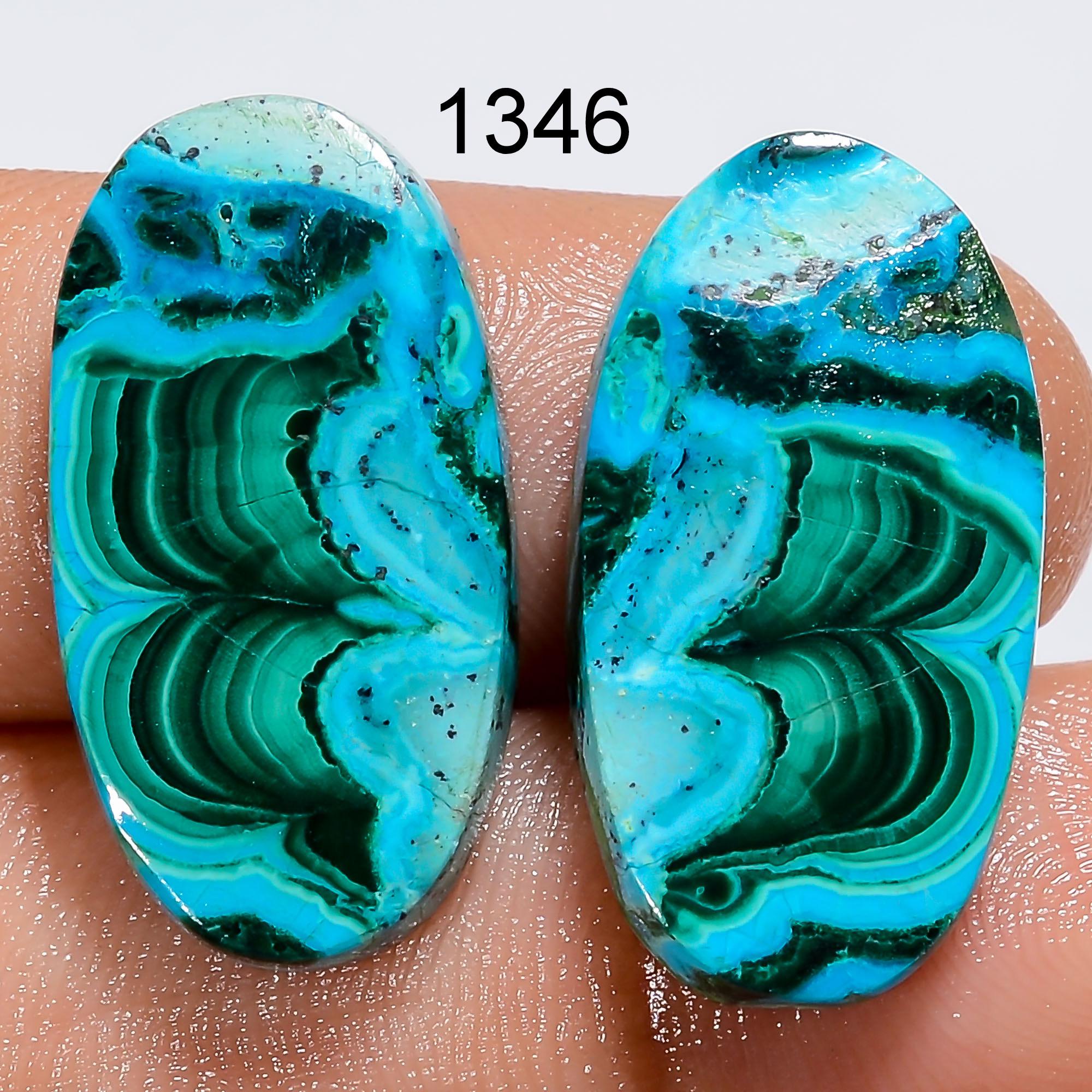 Malachite Chrysocolla Gemstone Pair, African AAA Grade, Mixed Shape - image 7