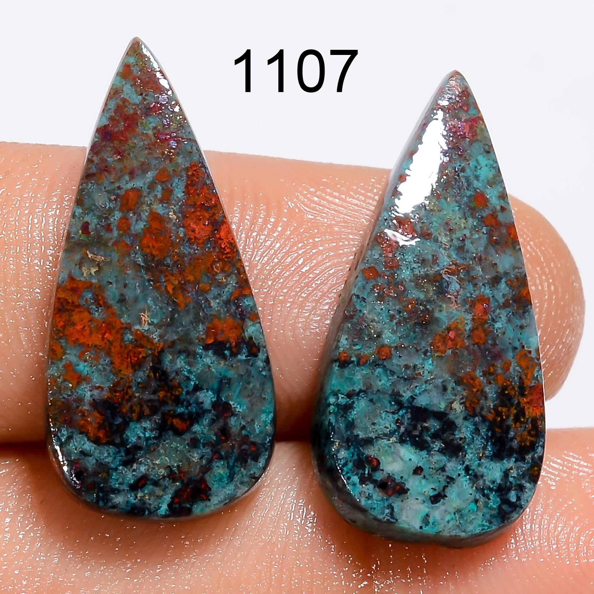 Natural Sonora Sunrise Gemstone Pair, Designer Cupric Chrysocolla Pair, Matched Sonora Crystal Gemstone For Earring Jewe - image 6