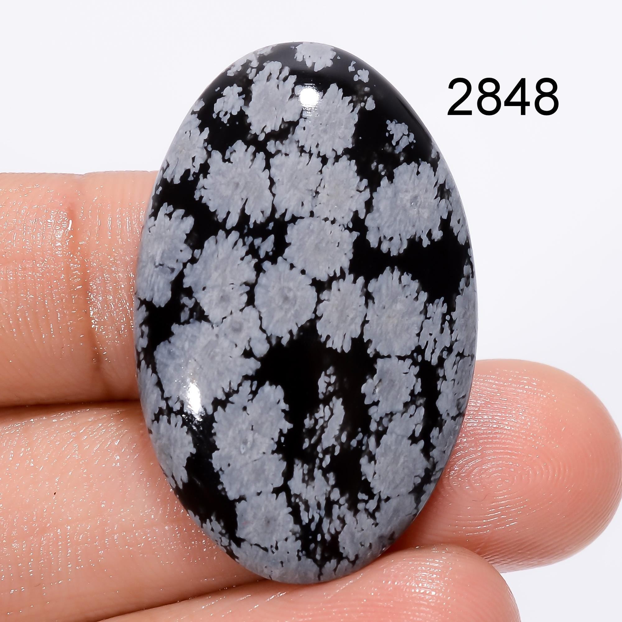 Loose Snowflake Obsidian Cabochon, Natural Gemstone Jewelry Making