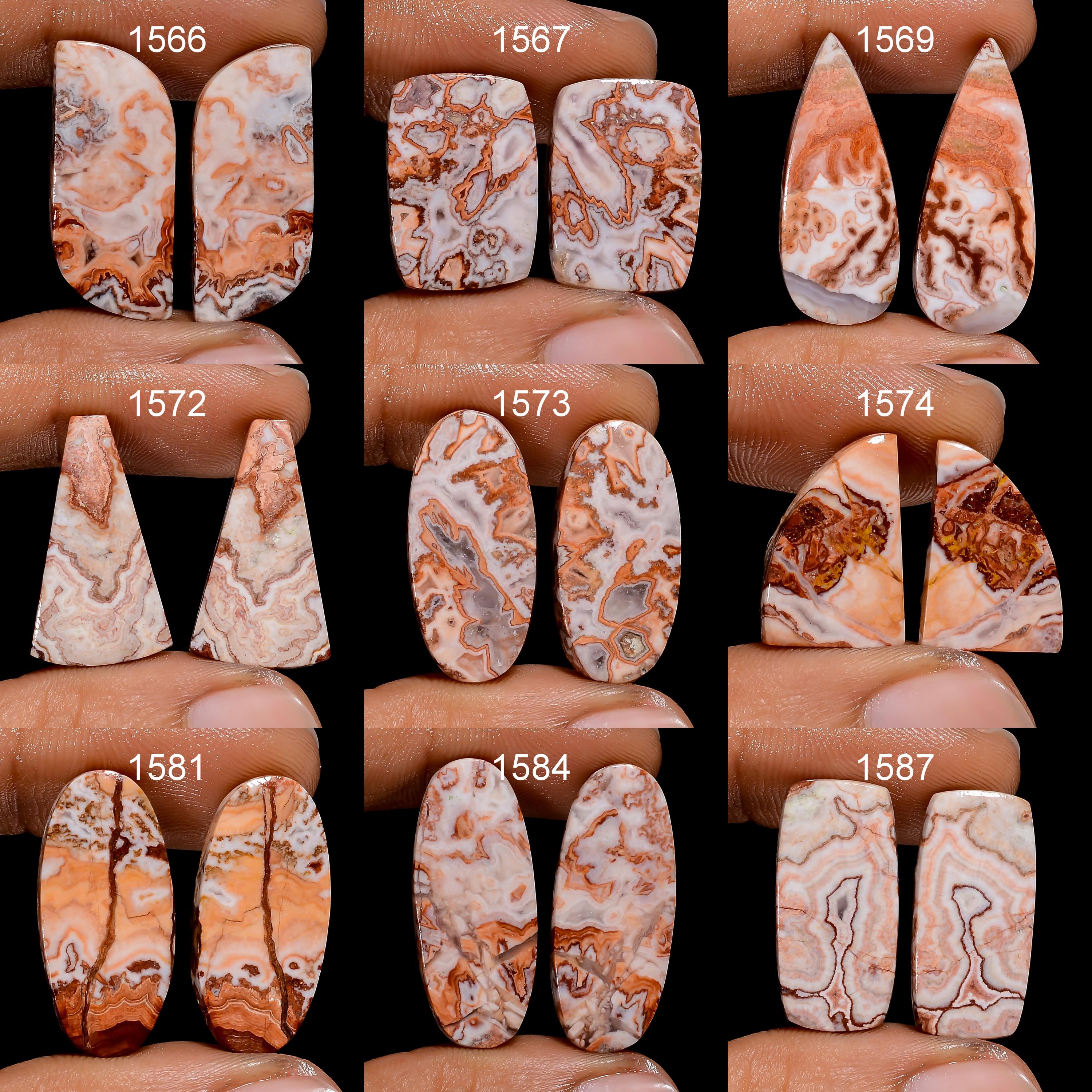 Rosita Jasper Gemstone Pair, Oval Cabochons for Jewelry Making - image 3