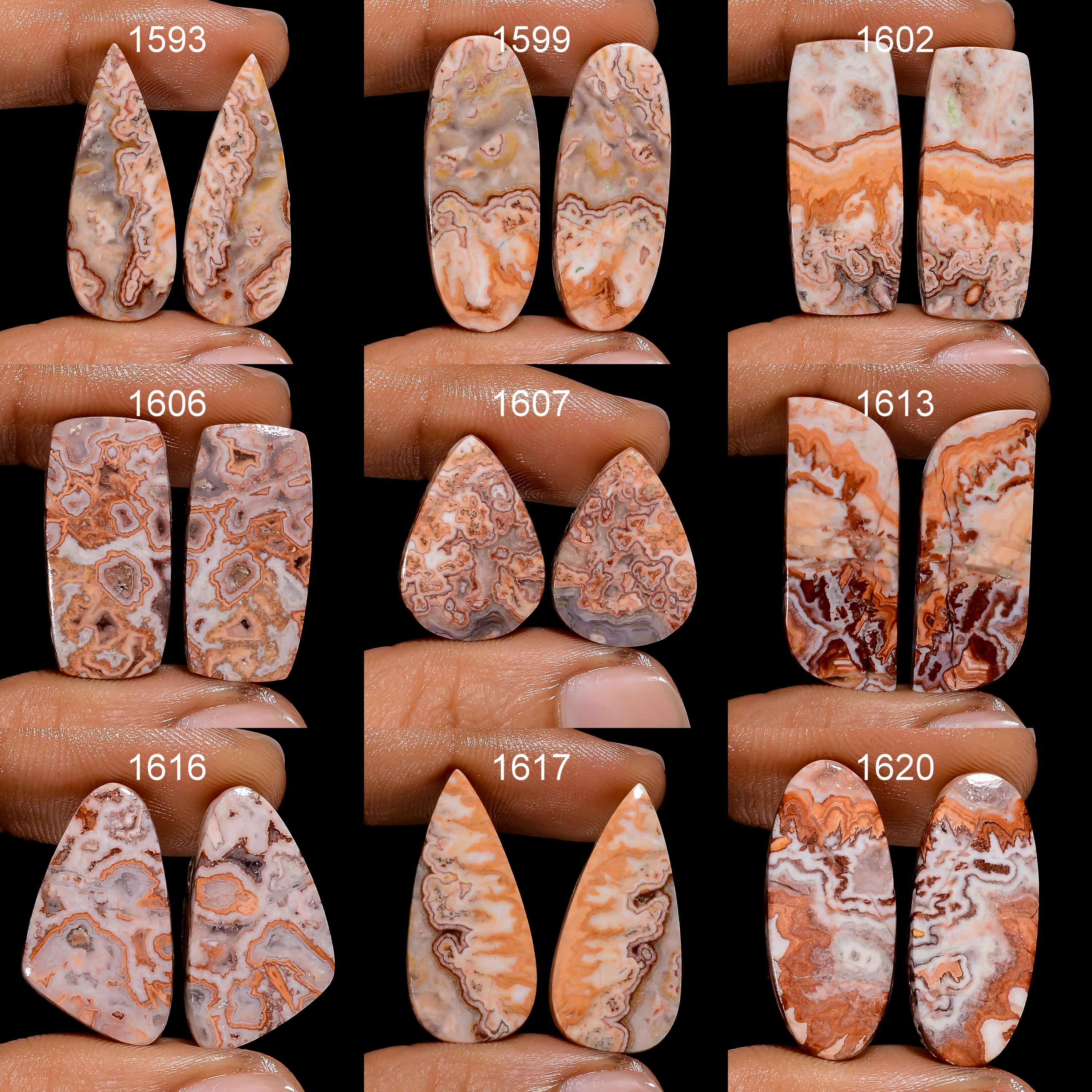Rosita Jasper Gemstone Pair, Oval Cabochons for Jewelry Making - image 4