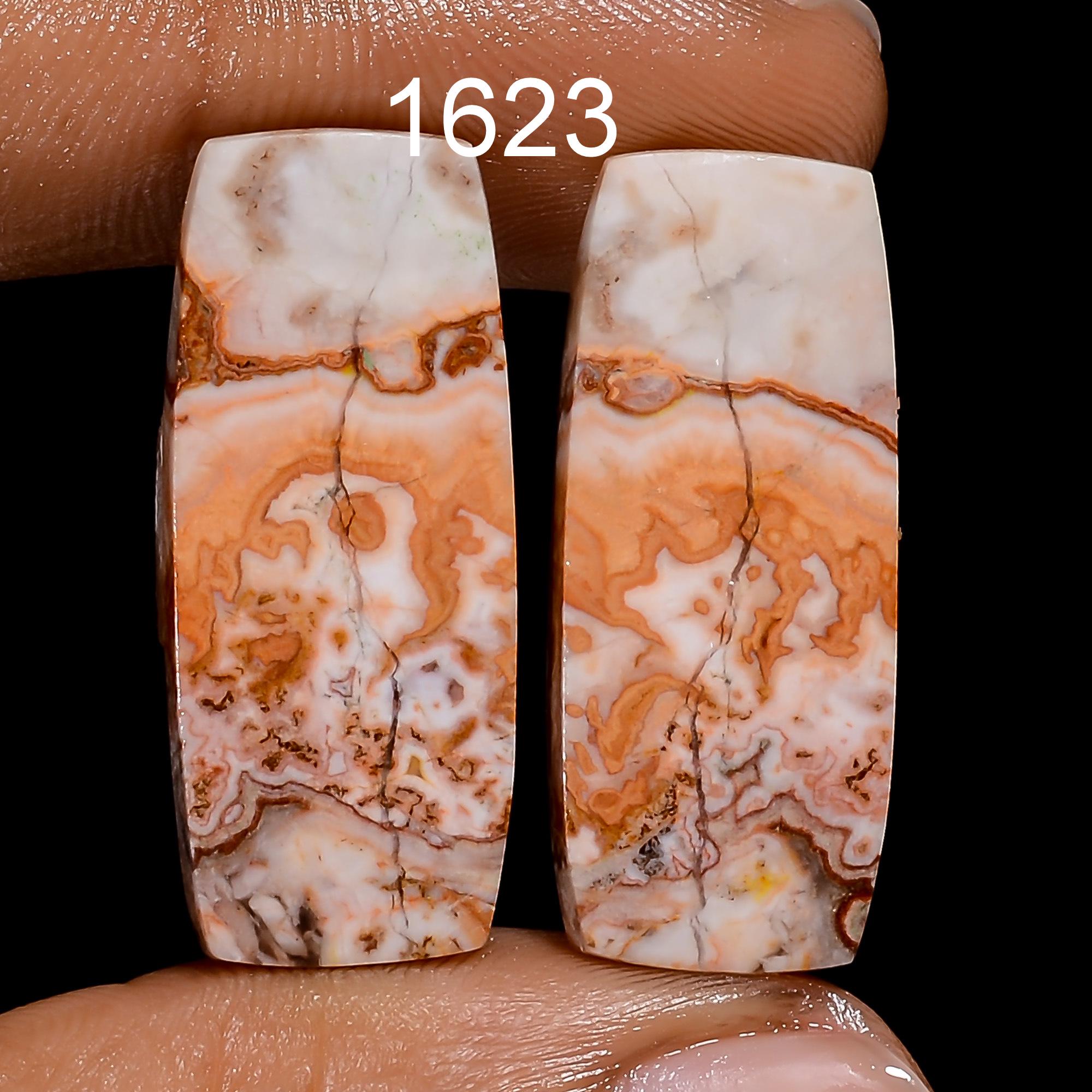 Rosita Jasper Gemstone Pair, Oval Cabochons for Jewelry Making - image 5