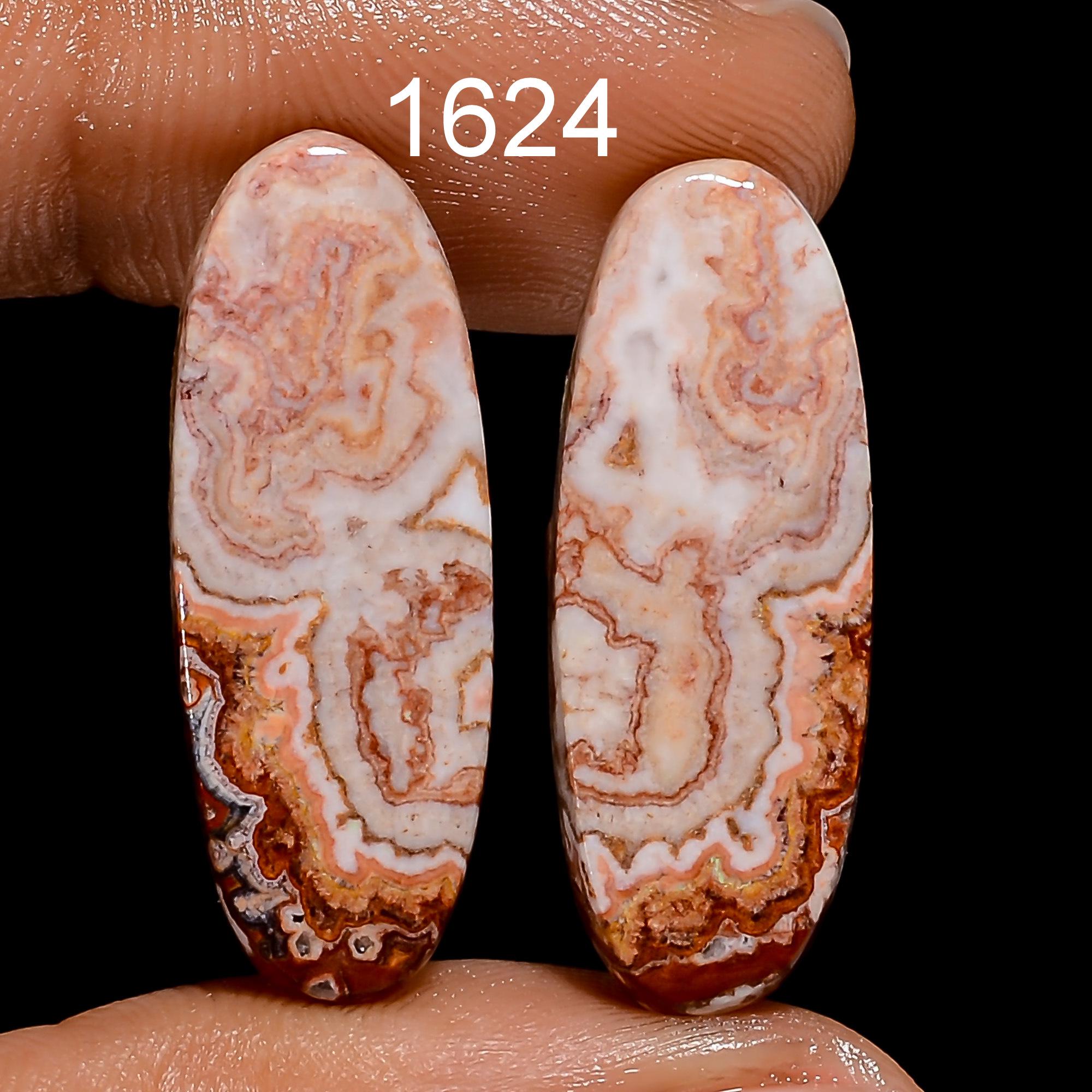 Rosita Jasper Gemstone Pair, Oval Cabochons for Jewelry Making - image 6