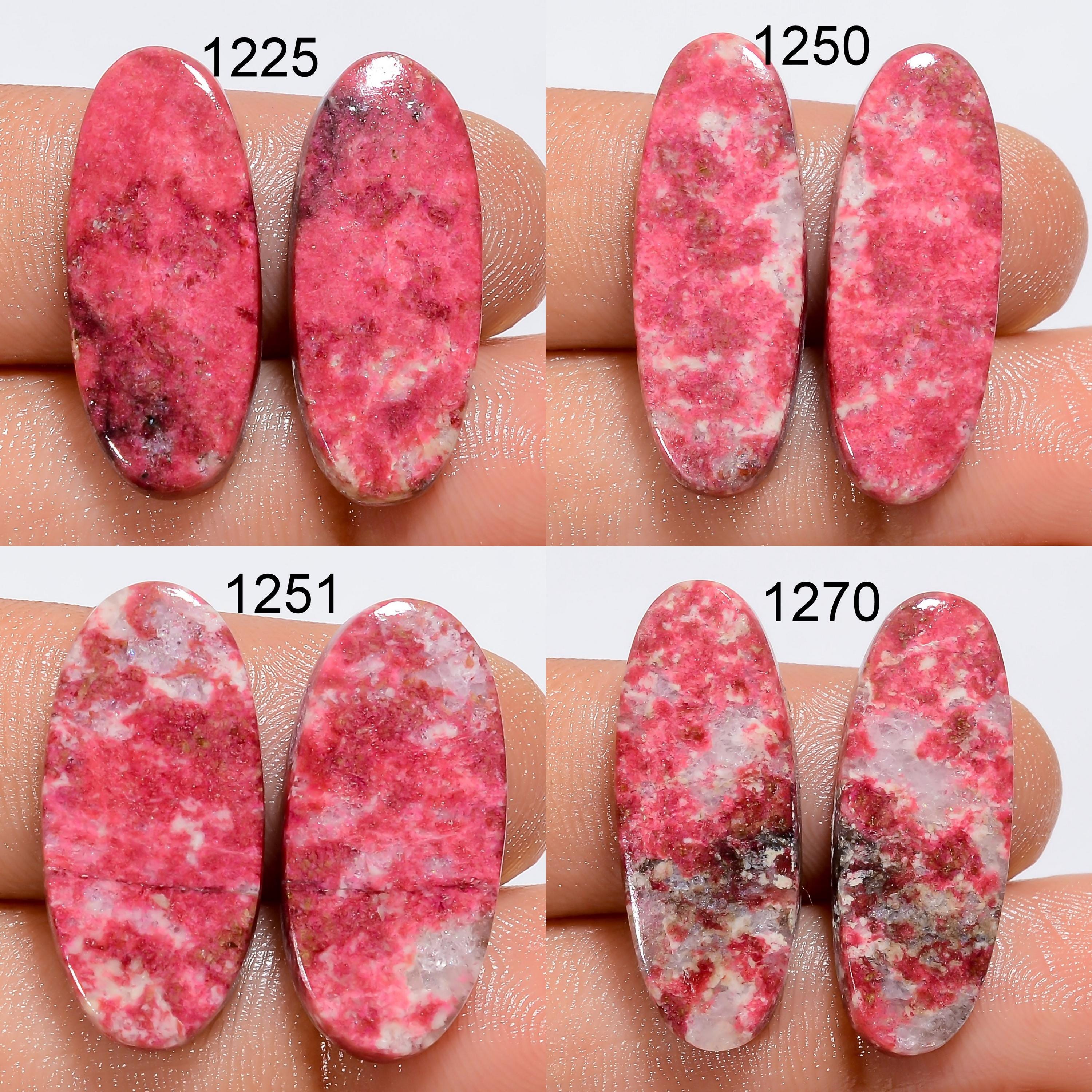 AAA Pink Thulite Cabochon Pair, Natural Gemstone for Jewelry Crafts - image 4