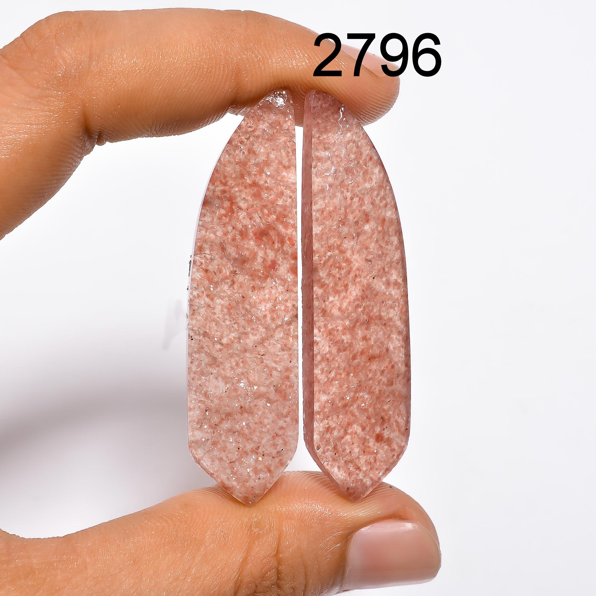 AAA Strawberry Quartz Gemstone Pair, Polished Cabochons, Earring Jewelry Making - image 5