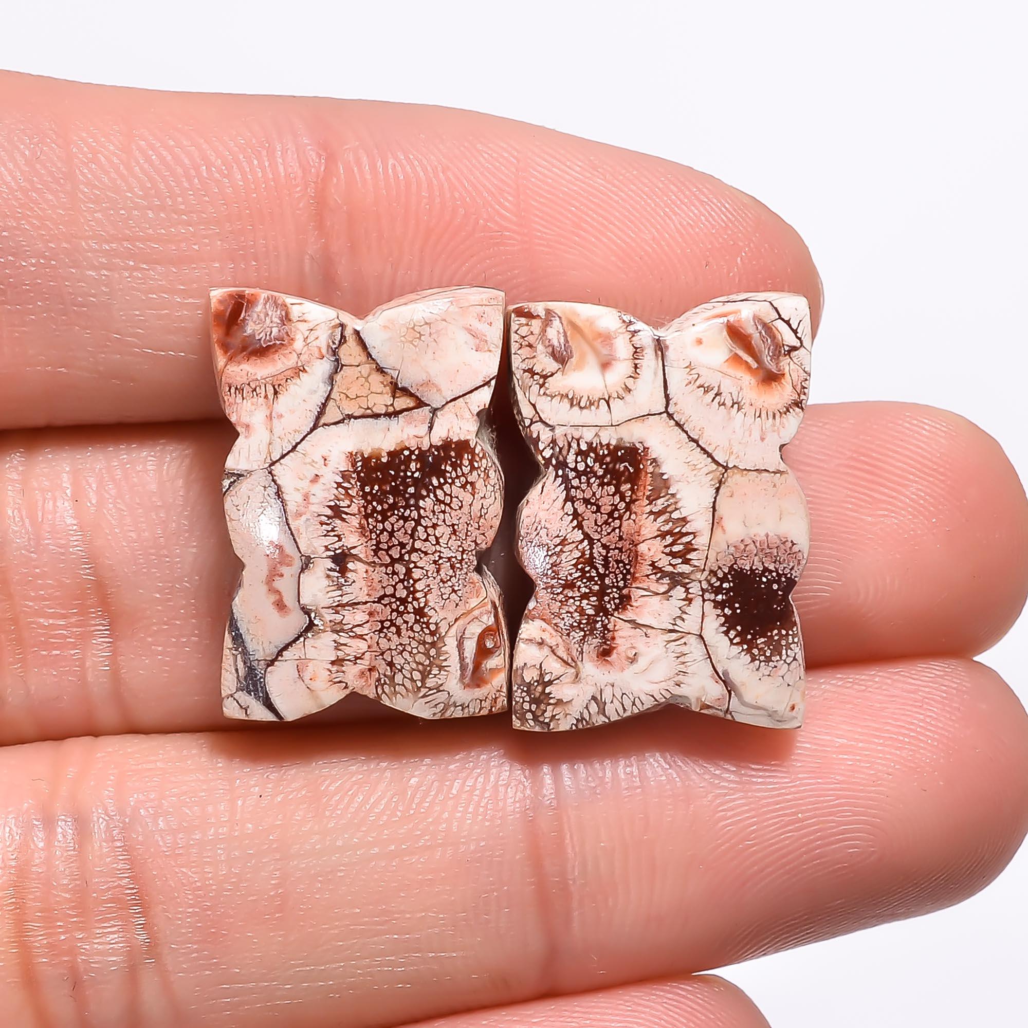 Bird's Eye Jasper Gemstone Cabochon Pair: Matched Earring Jewelry Supply Healing Crystal