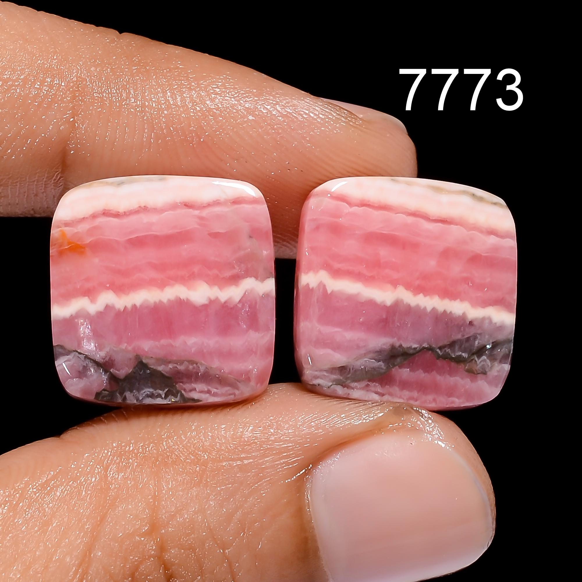 Natural Rhodochrosite Gemstone Cabochon Pair, Loose Gemstone For Jewelry Making - image 6