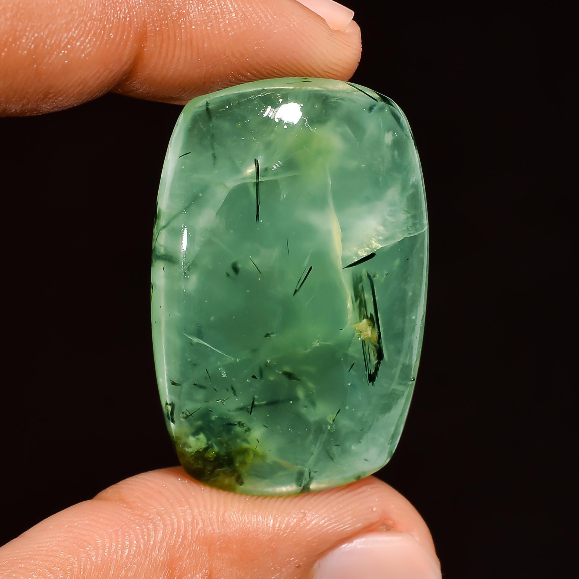 AAA Green Prehnite Cabochon, Natural Loose Gemstone, Healing Crystal - image 3