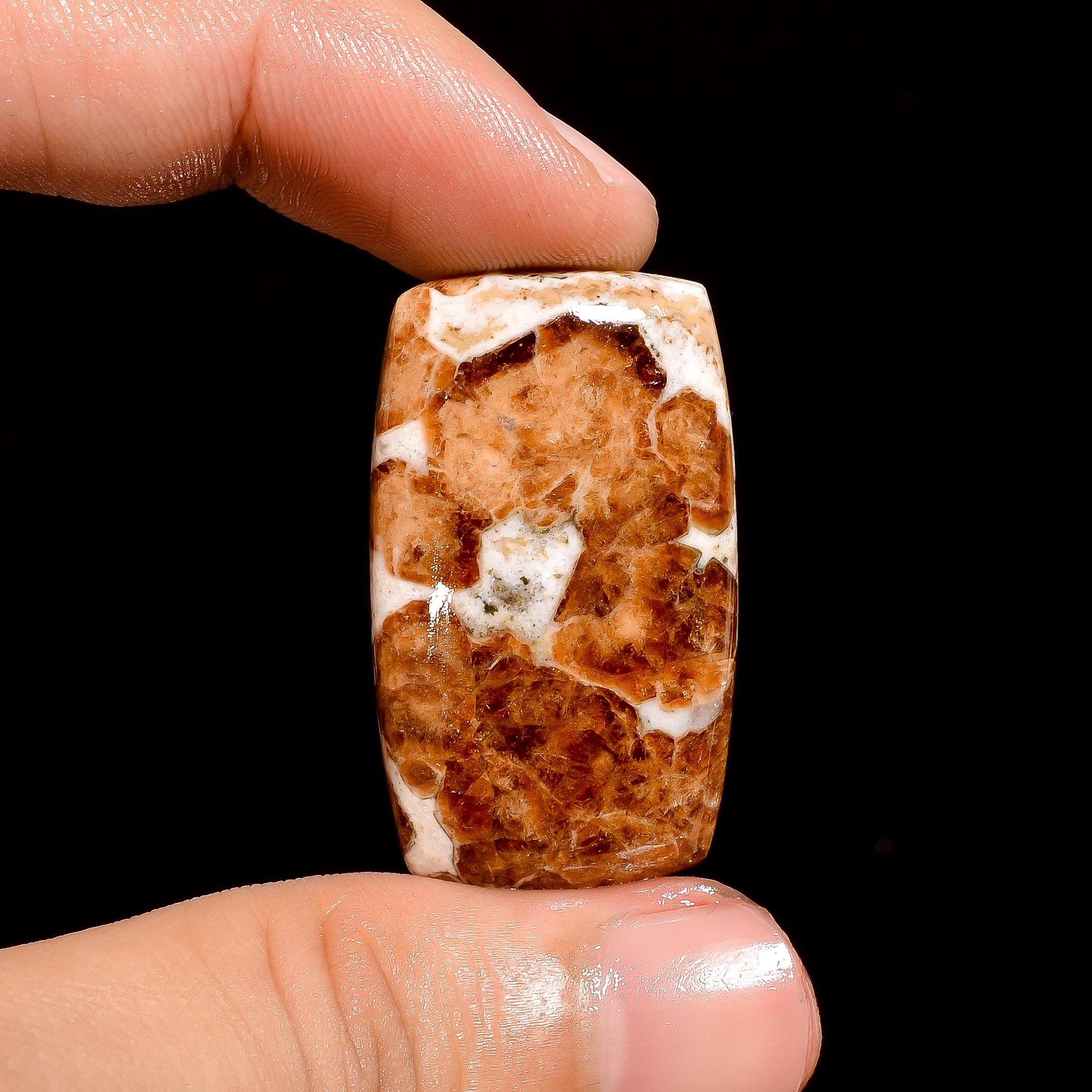 Garnet in Limestone Cabochon, Handmade Gemstone for Jewelry