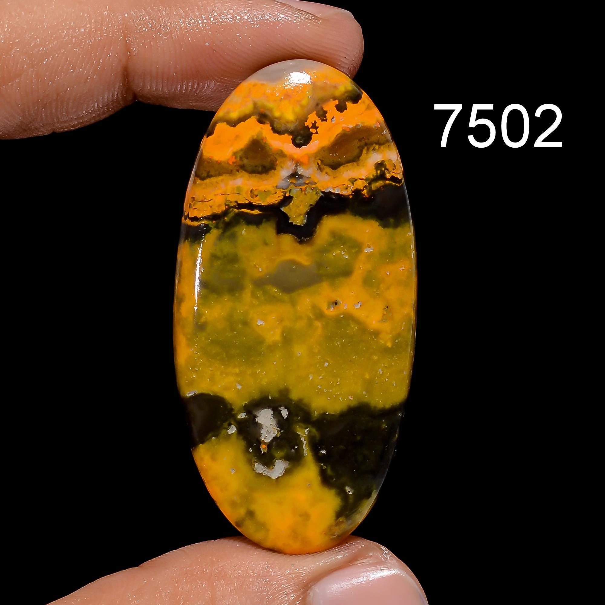 Natural Mustard Bee Jasper Cabochon, AAA Quality Loose Gemstone - image 3