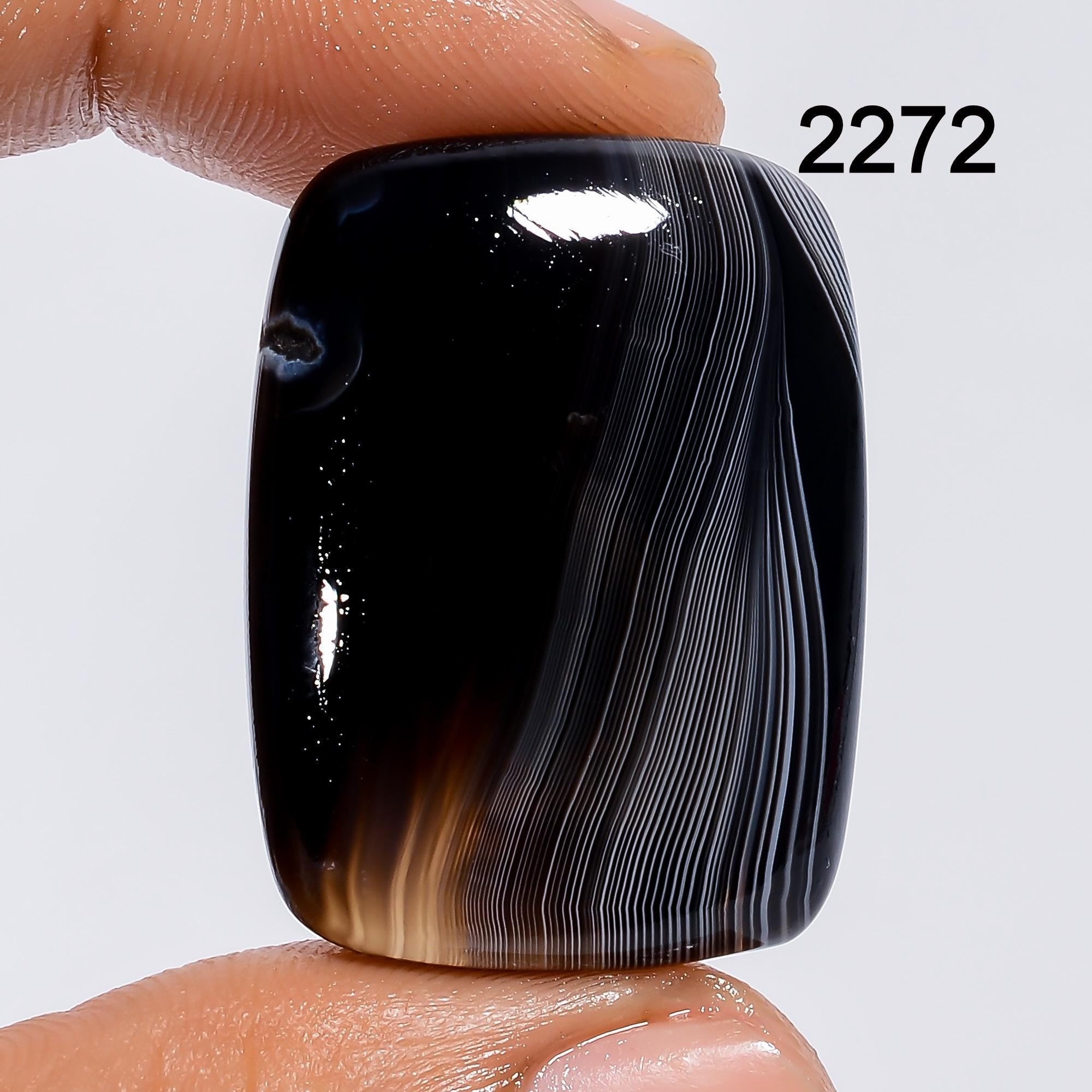 Black Banded Agate Cabochon, Mixed Gemstone Natural Loose Healing Crystal - image 2