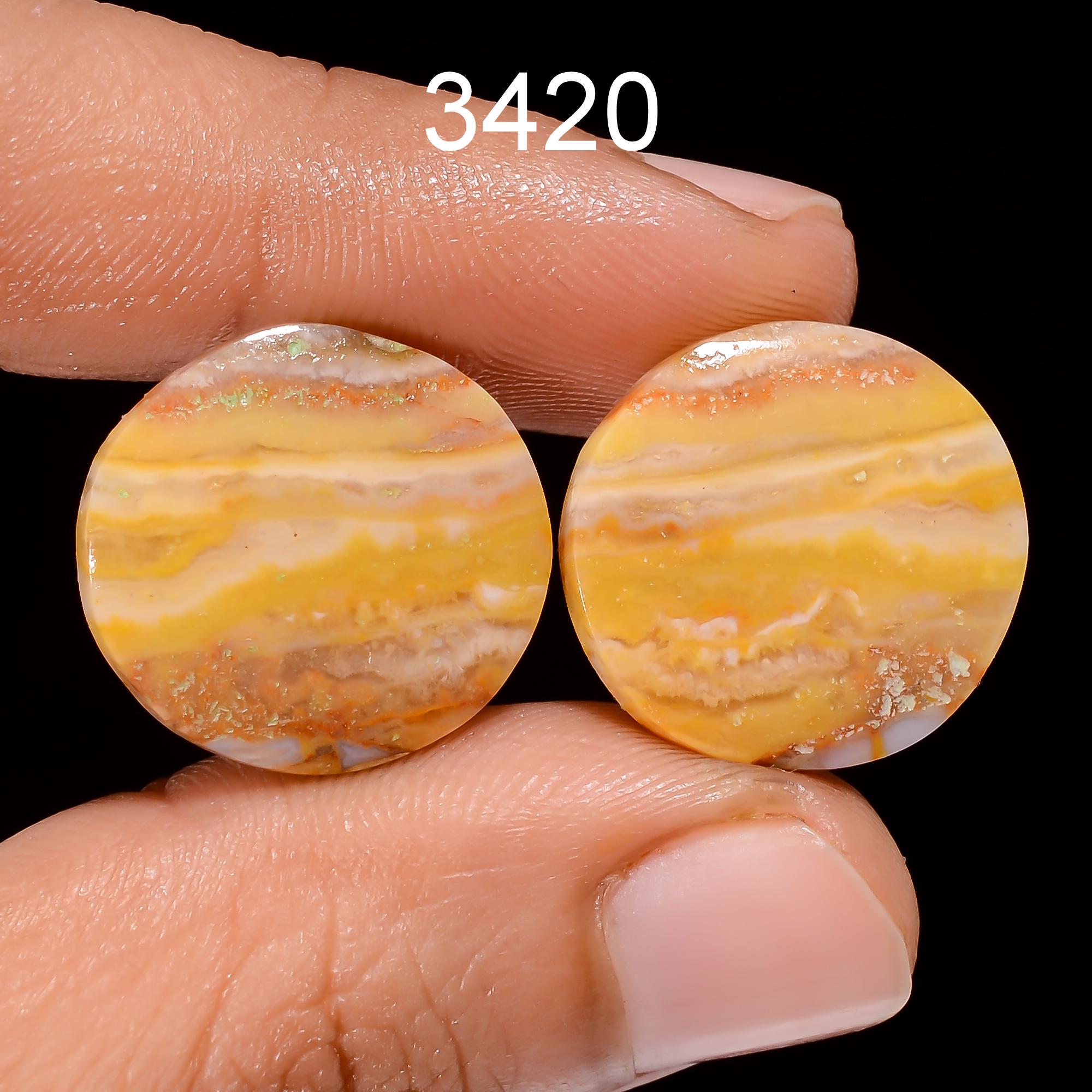 AAA Yellow Lace Agate Cabochon Pair: Matched Gemstone Earring Supplies - image 8