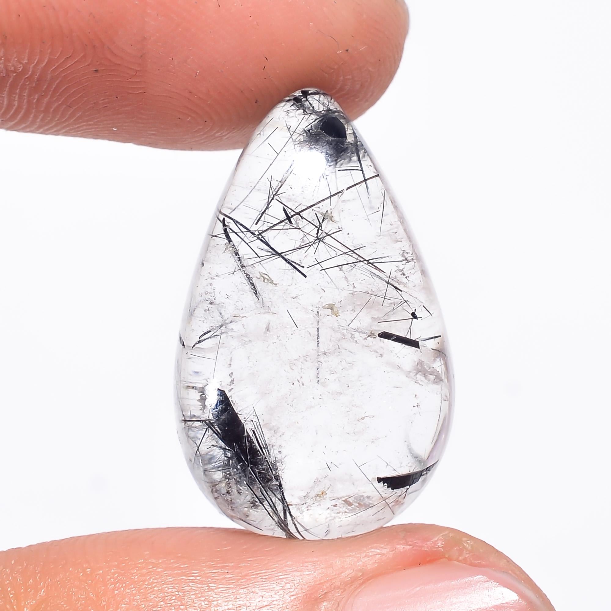 AAA Black Rutile Quartz Cabochon, Natural Loose Gemstone - image 4