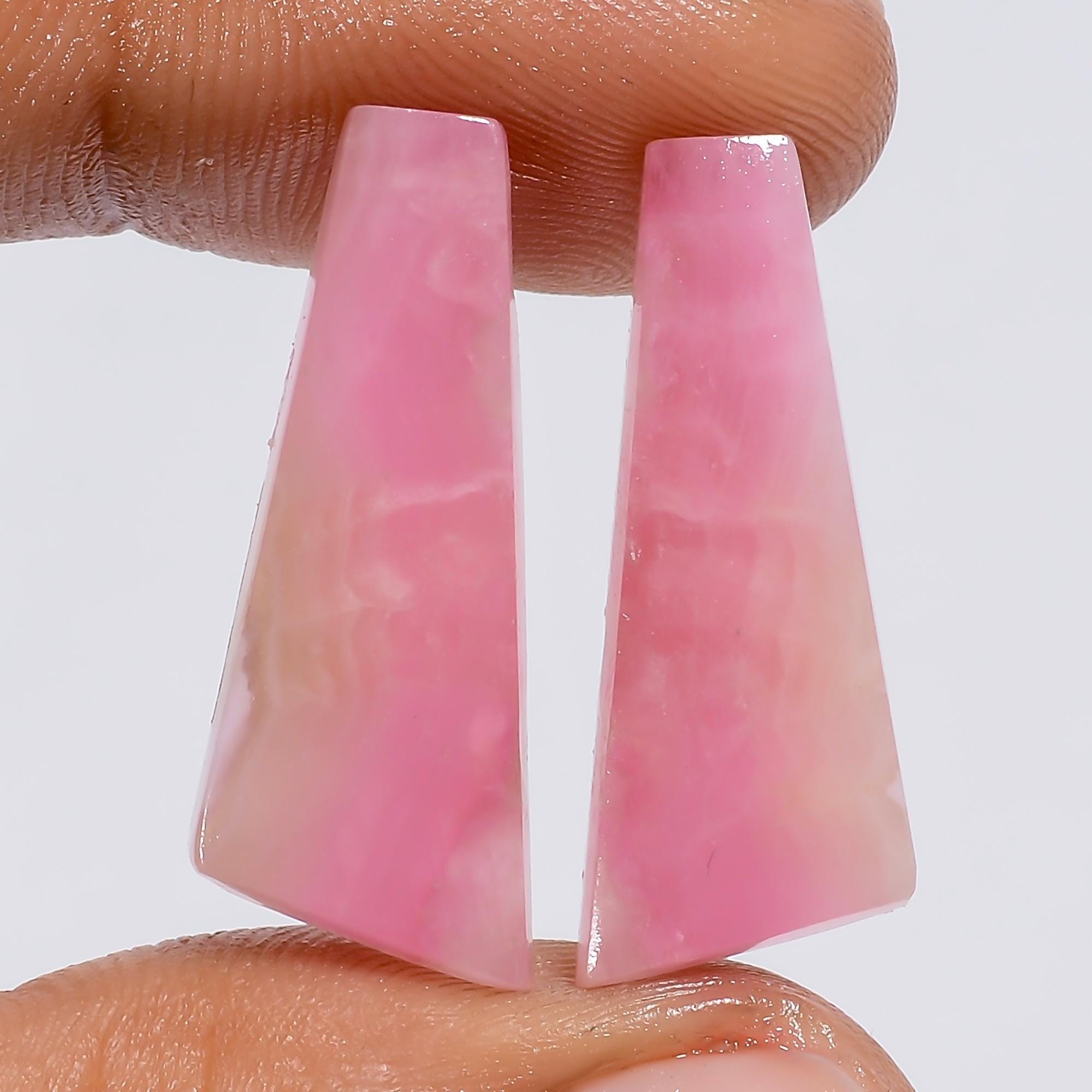 Pink Calcite Gemstone Pair: Mix Shape Matched Stones, Jewelry Making Supply - image 4