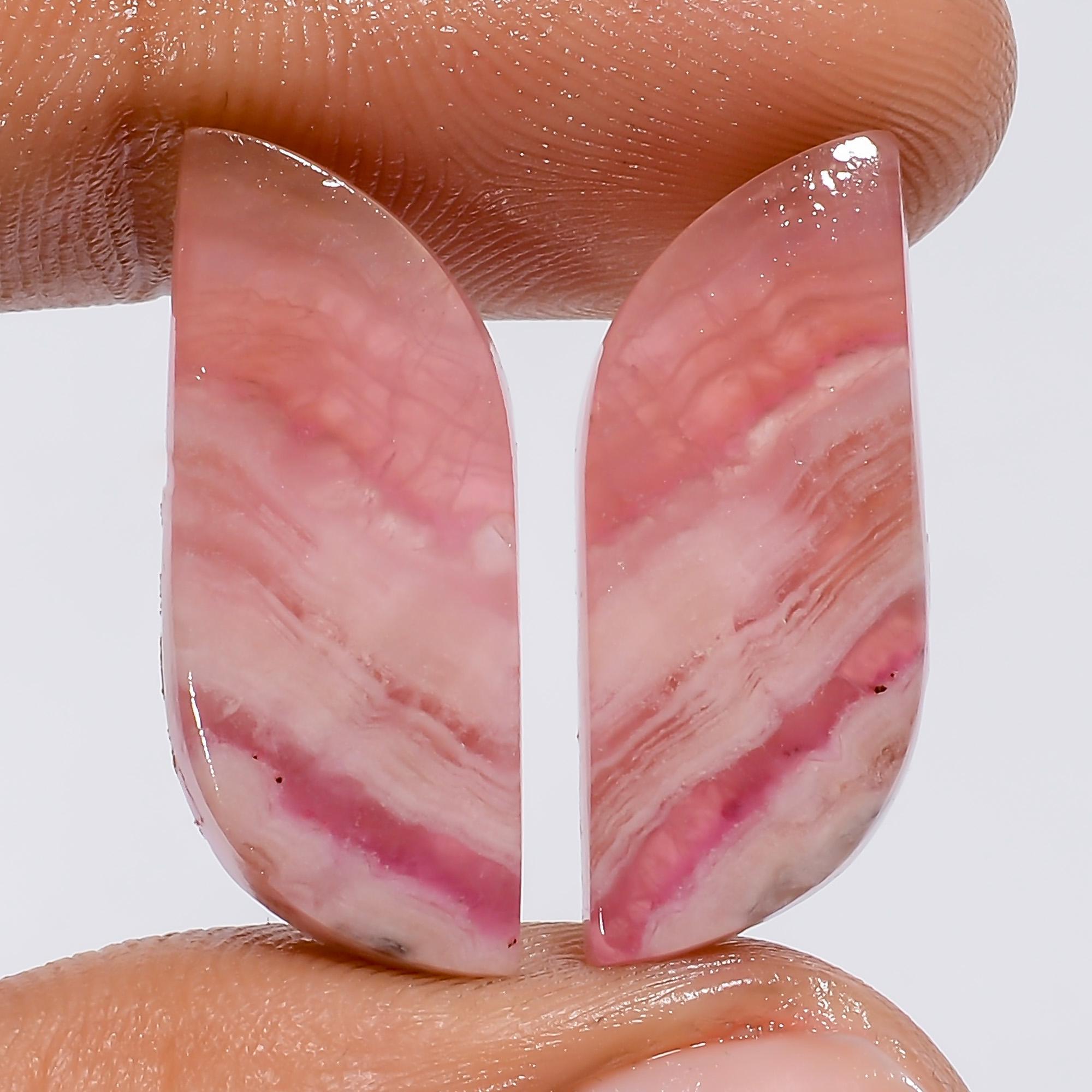 Pink Calcite Gemstone Pair: Mix Shape Matched Stones, Jewelry Making Supply - image 5