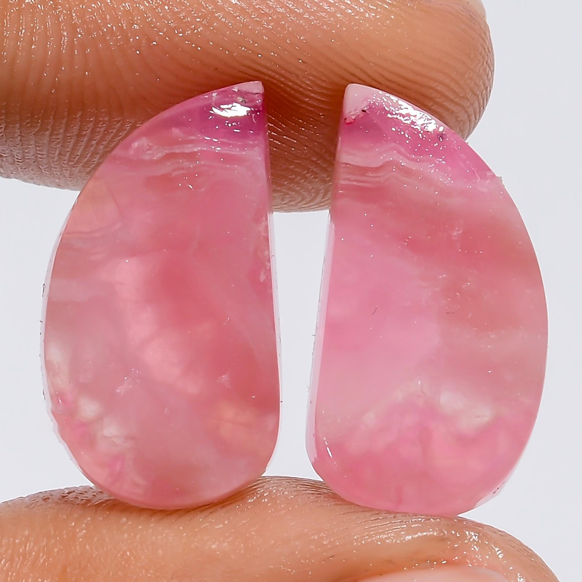 Pink Calcite Gemstone Pair: Mix Shape Matched Stones, Jewelry Making Supply - image 3